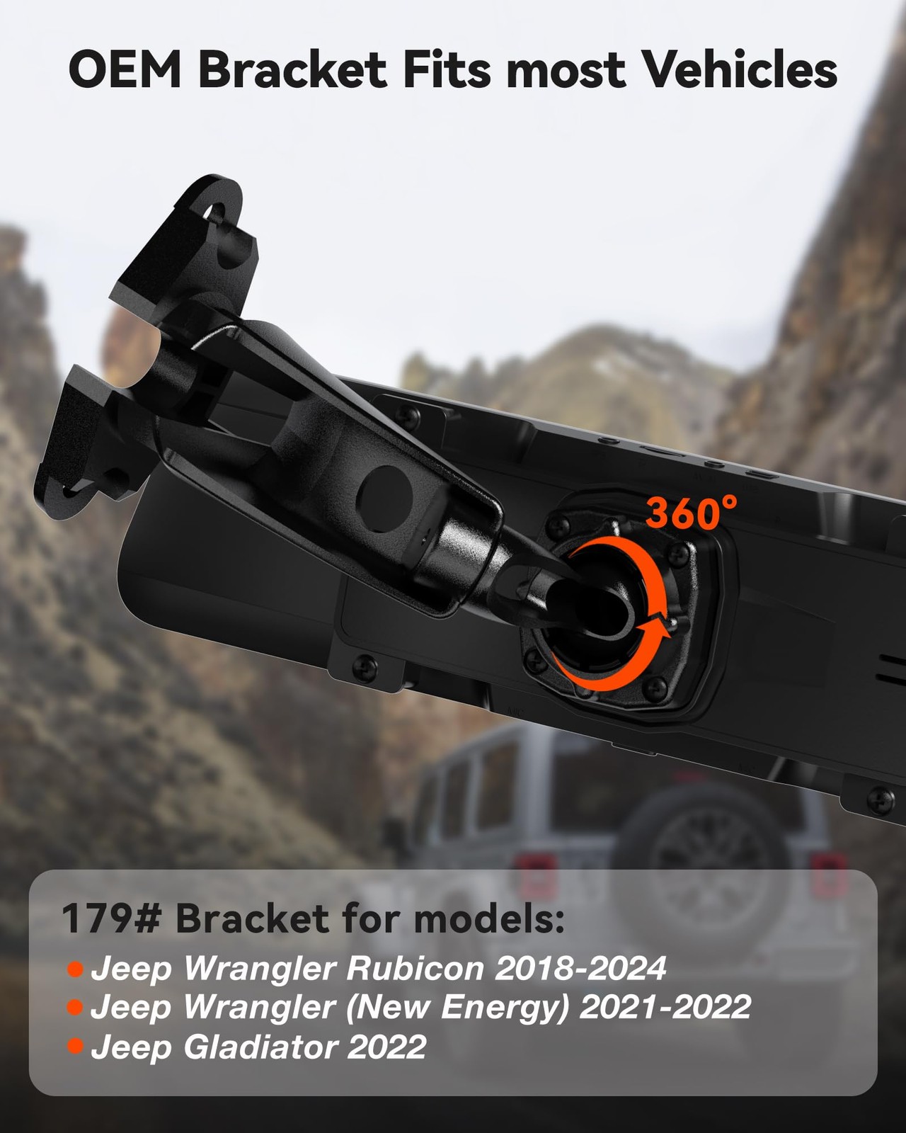 OEM Bracket for USB C Tripro Mirror Dash Cam Model 179 Fit for 2018-24 Jeep