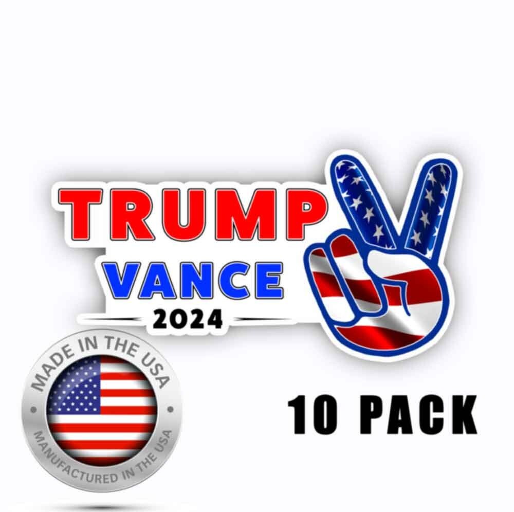 Donald Trump PEACE SYMBOL JD Vance For President  2024 Vinyl Sticker 10 PACK