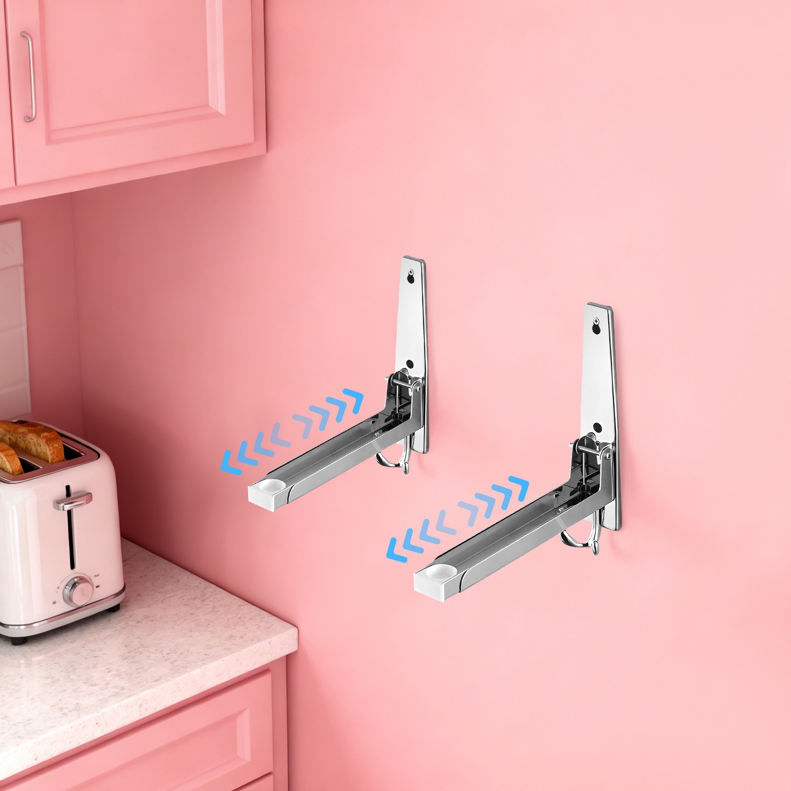 Heavy Duty Stainless Steel Microwave Rack, Wall Mount Microwave Rack with Hooks