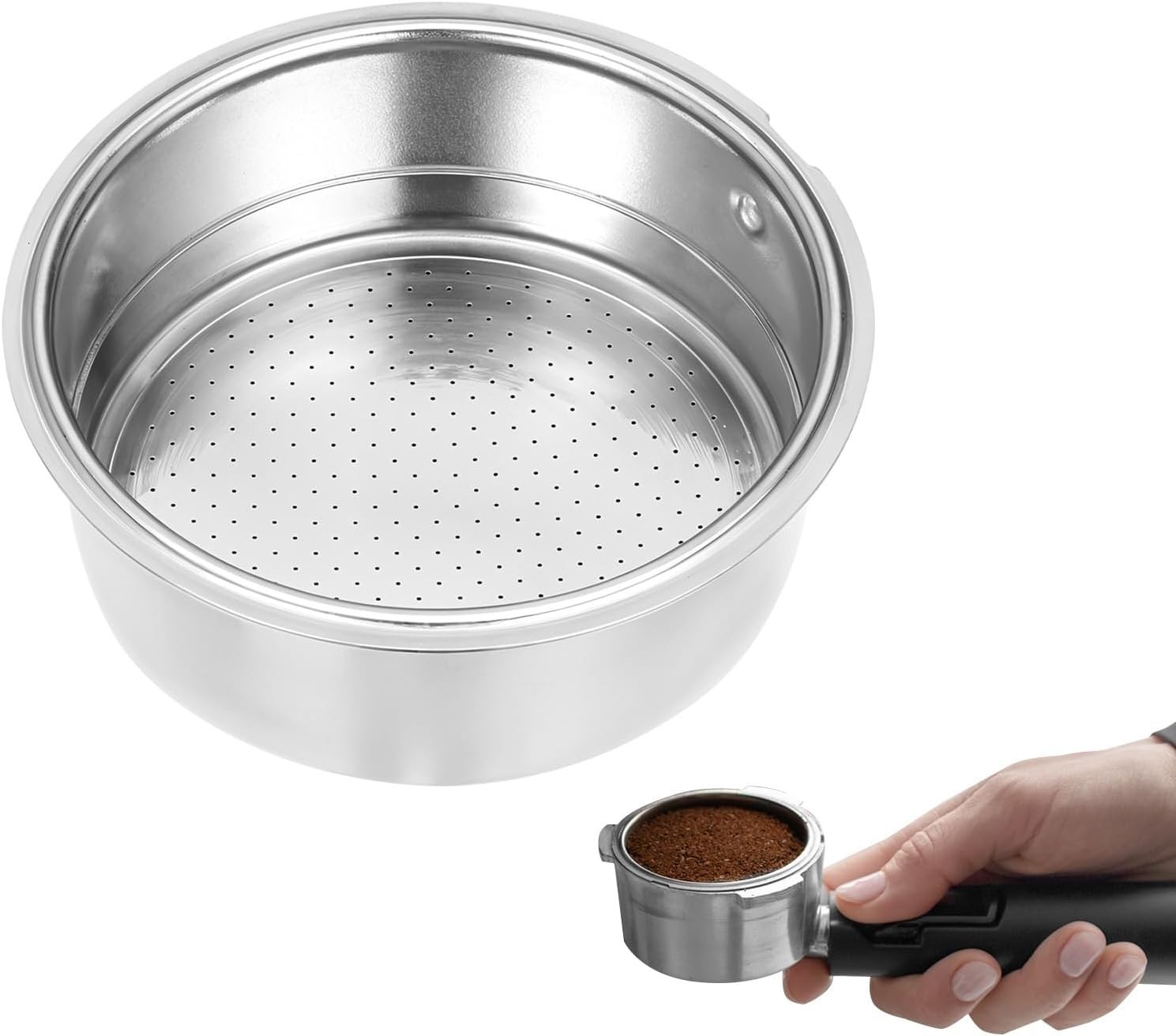 51Mm Portafilter Basket, Stainless Steel Coffee Filter, Double Layer Pressurized