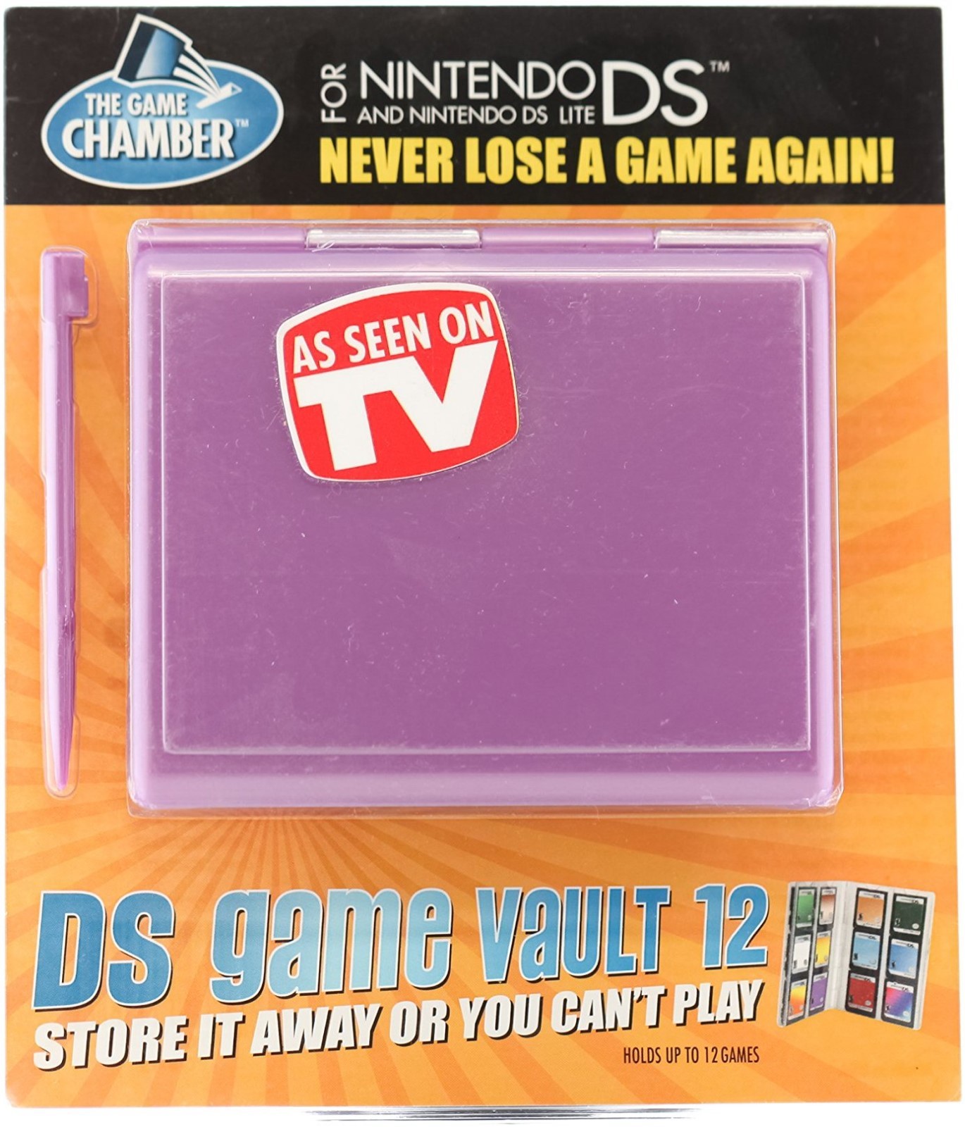 DS Game Vault 12 Video Game Chamber Storer Nintendo DS & Lite w/ Stylus Arcade