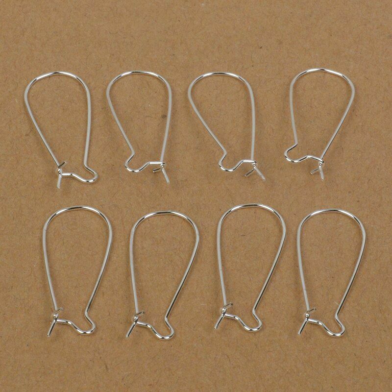 100pcs Stainless Steel Silver Hoop Earring Components Kidney Ear Jewelry Finding