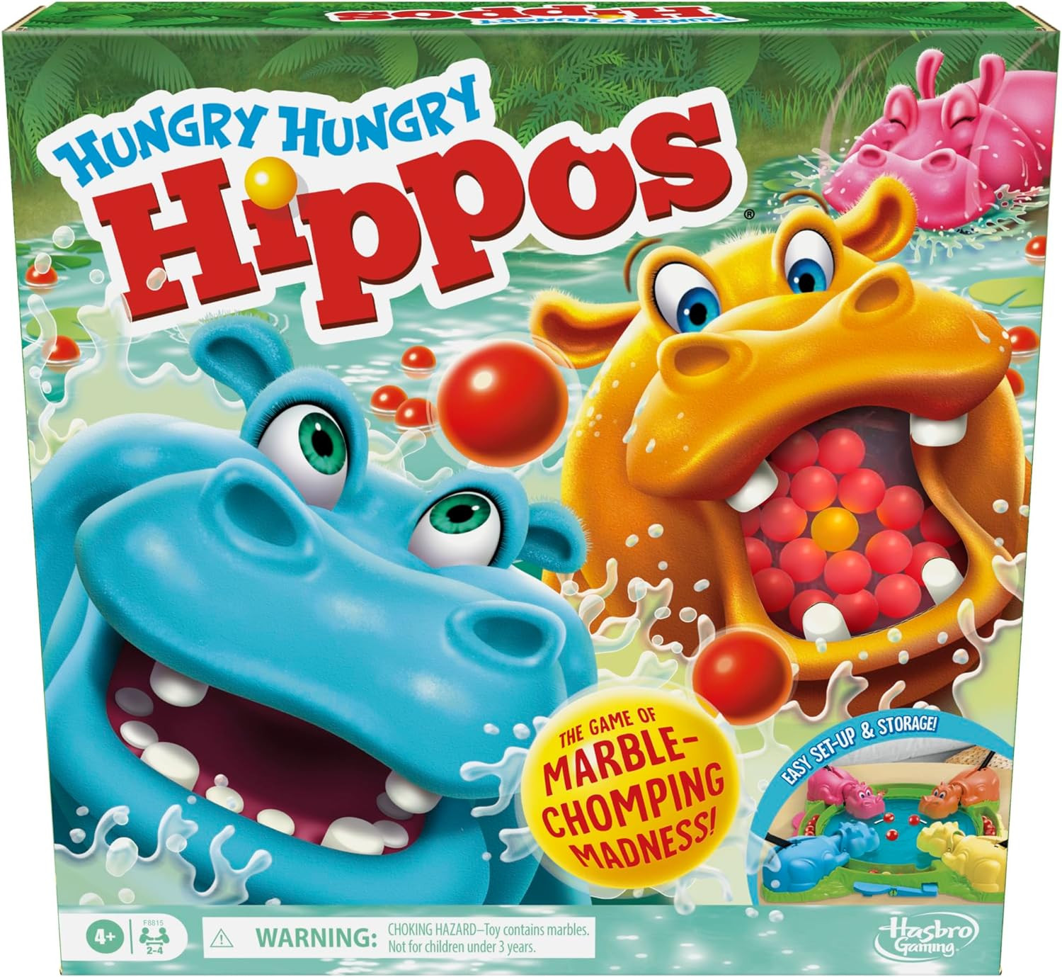 Hasbro Gaming Hungry Hungry Hippos Game for Preschoolers | Instant Marble Relaun