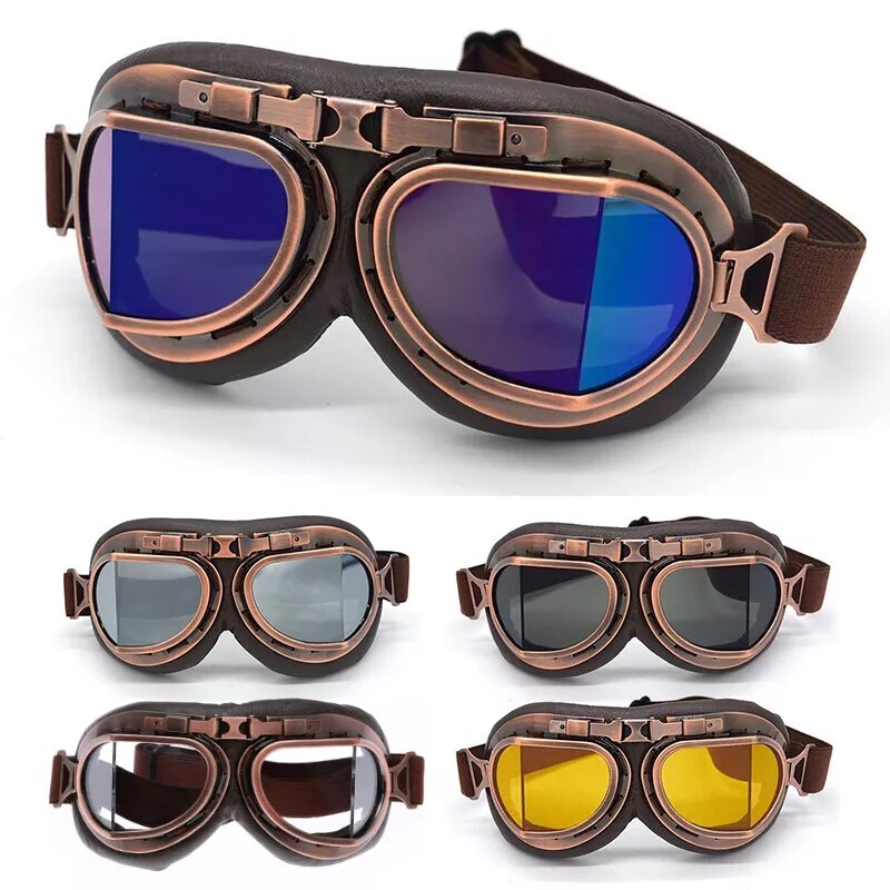 Winter Snow Goggles Vintage Retro Glasses Leather Ski Snowboard Snowmobile Sport