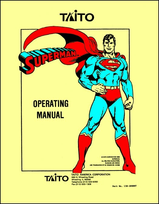 Superman Arcade Video Game Operations/Service/Repair/Troubleshooting Manual zD