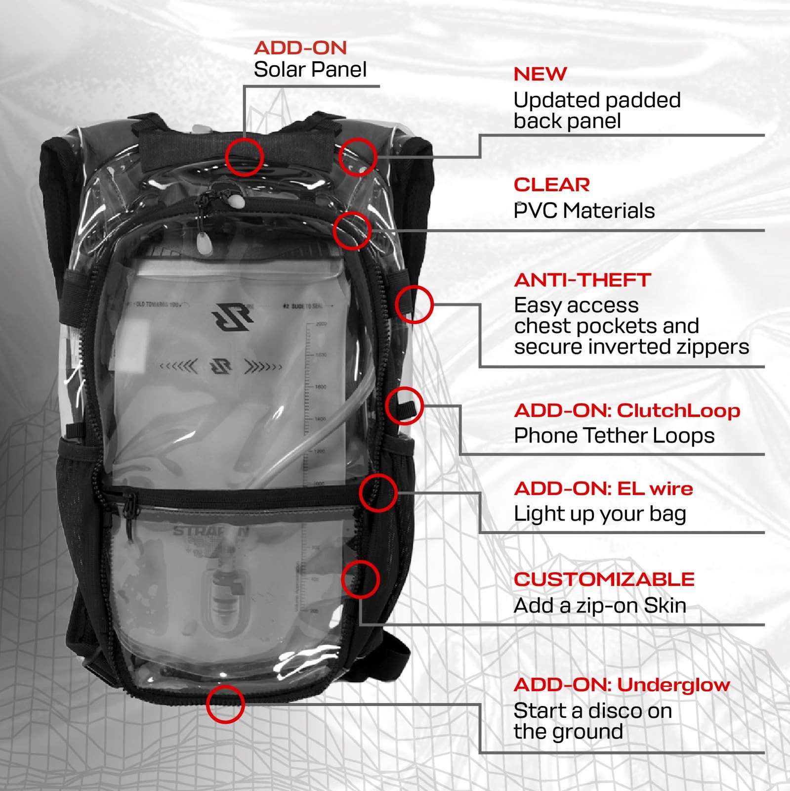RAVERUNNER® Clear Hydration Pack | Festival Approved Hydration Backpack with ...
