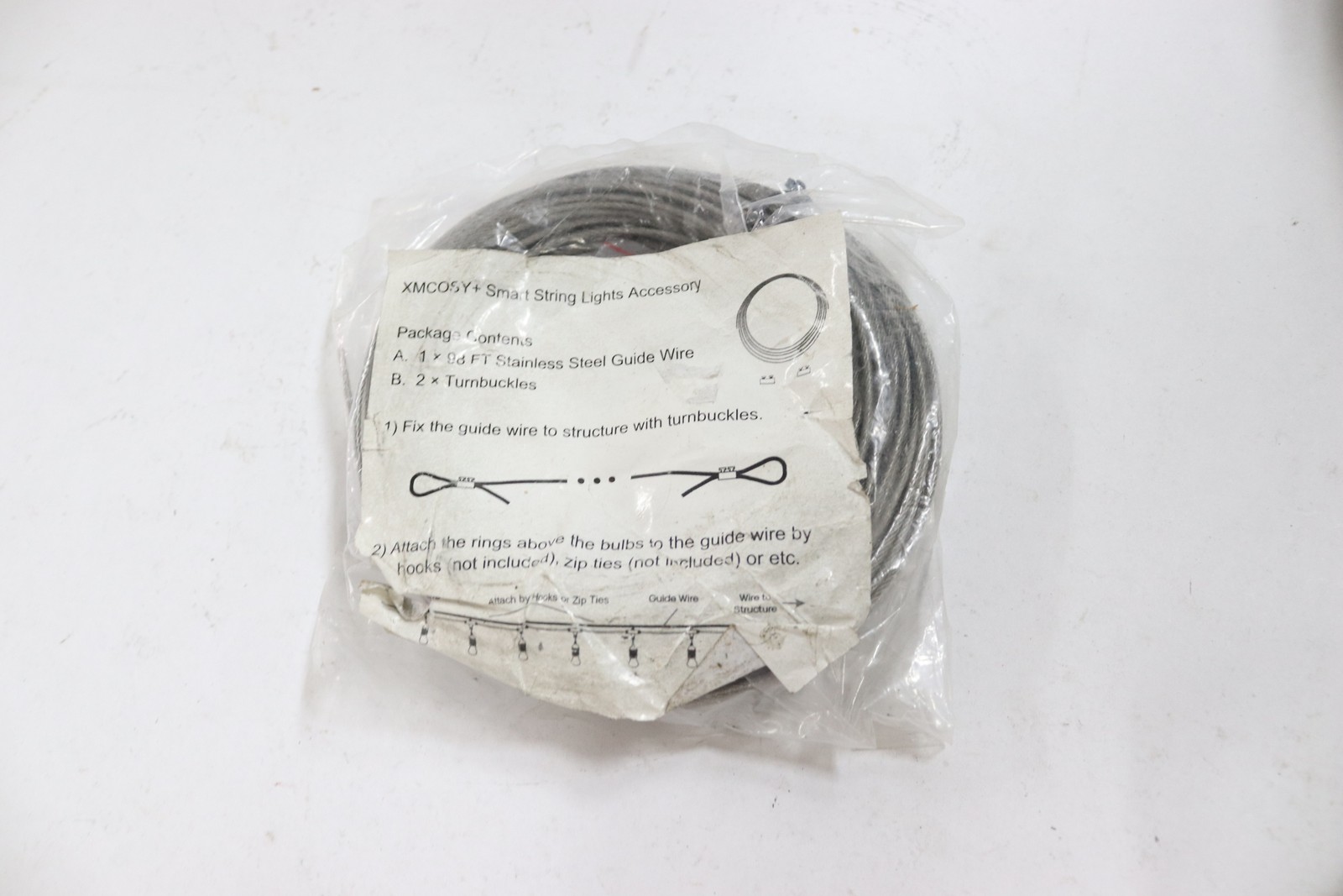 XMCOSY Smart String Light Accessory Guide Wire & Turnbuckles 98ft