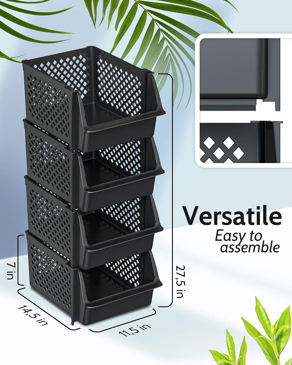 Tidyfriend Stackable Storage Bins for Pantry - 8 Pack Stackable Bins for Organiz