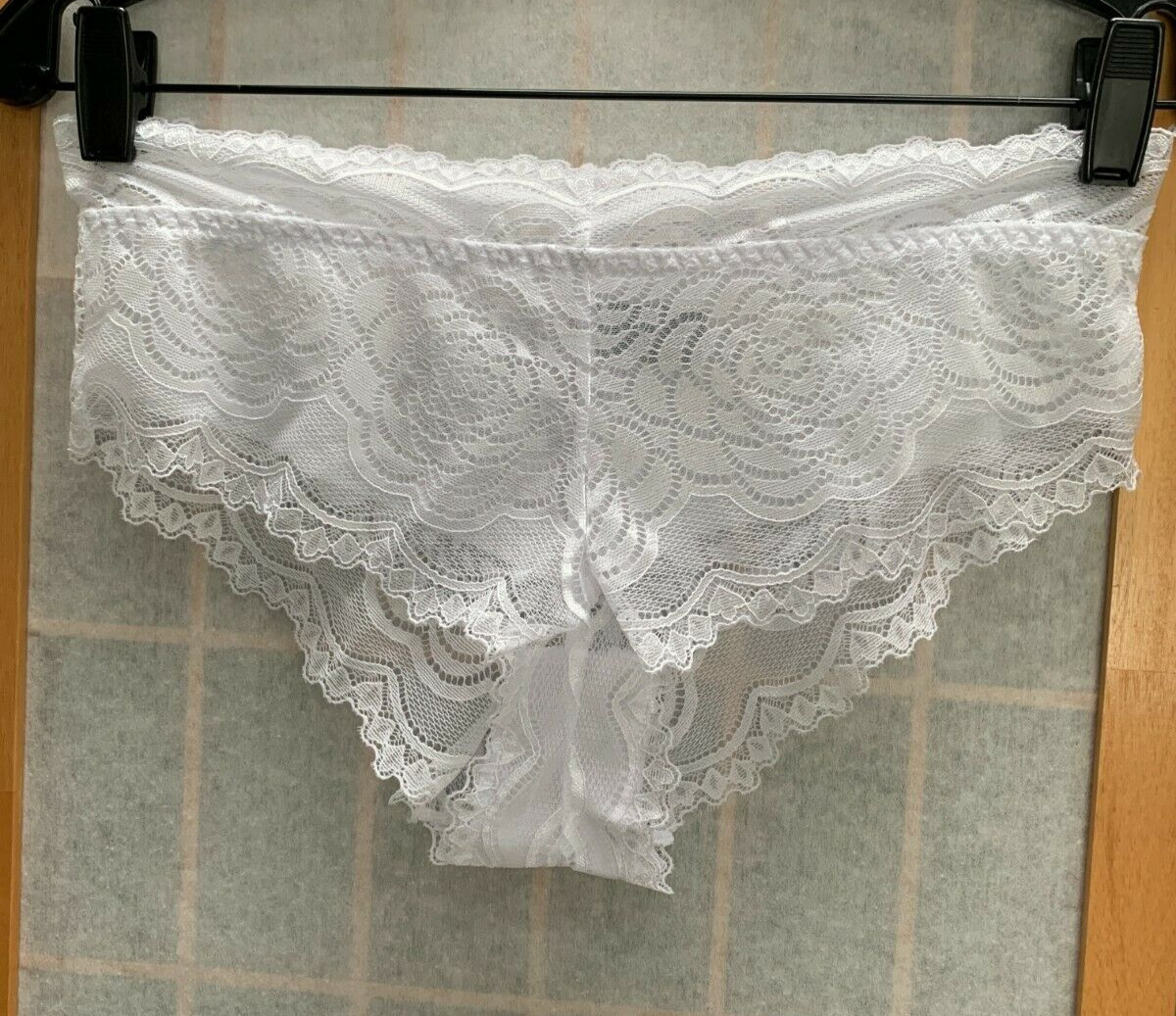 NWOT - Unbranded Sheer White Lace  Panties Size  L
