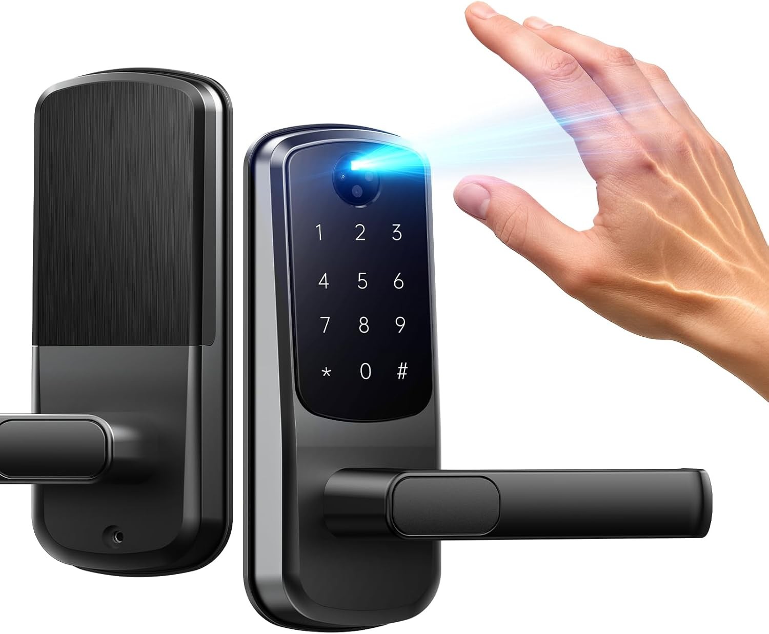 Palm Lock, Smart Door Lock with Palm Vein Recognition, Keyless Entry with Handle