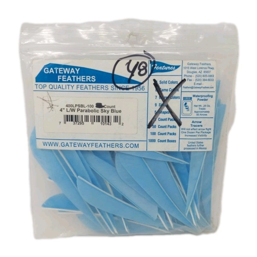 48 Count Gateway Feathers 4" Left Wing: Parabolic Sky Blue 400LPSBL