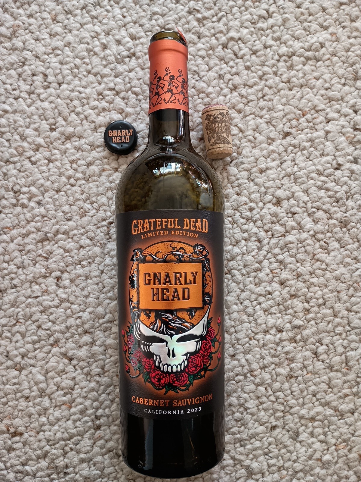 Grateful Dead Gnarly Head EMPTY Cabernet Sauvignon wine bottle W Cork  Seal 2023