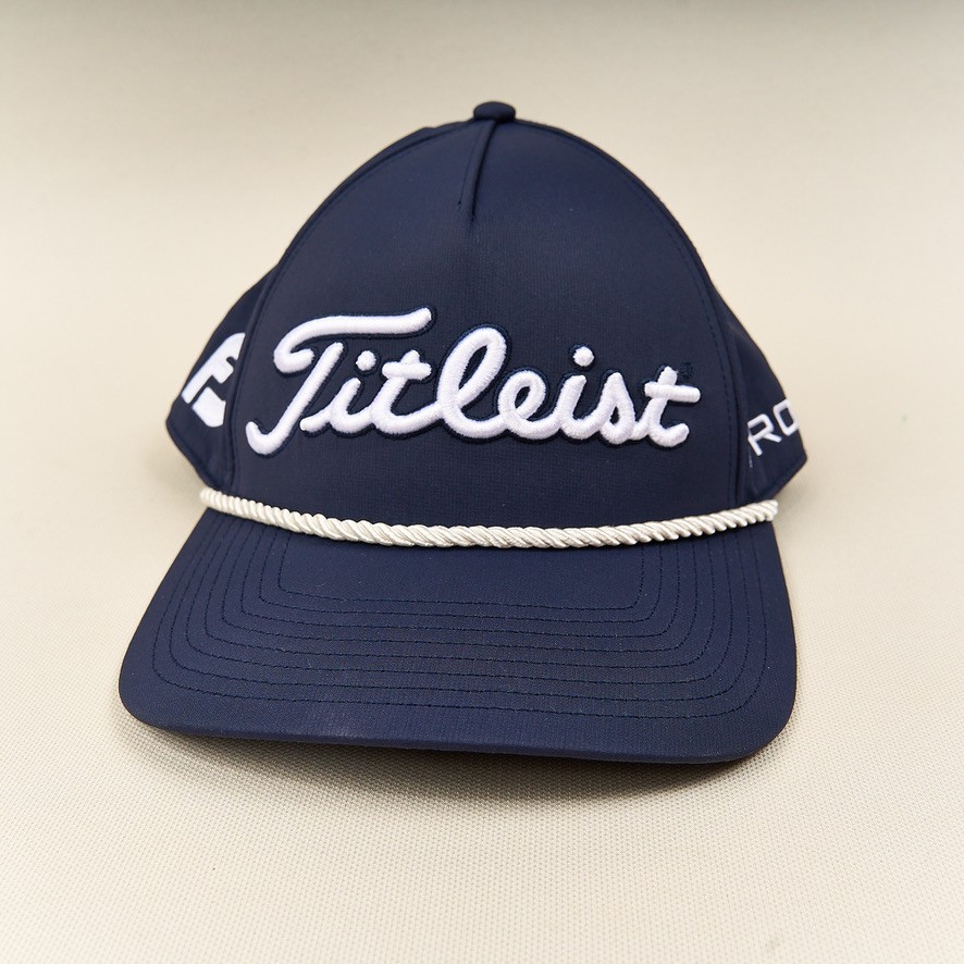 Titleist Hat Cap Snapback One Size Mens Blue Golf Pro V1 Tour White Rope FJ