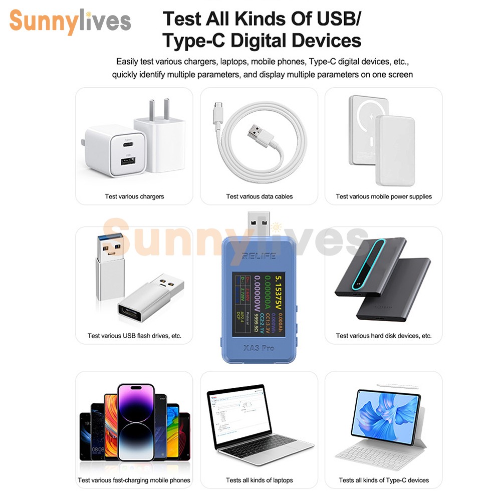 XA3 Pro LCD Digital Voltage Current USB Power Meter Protocol Auto Identification