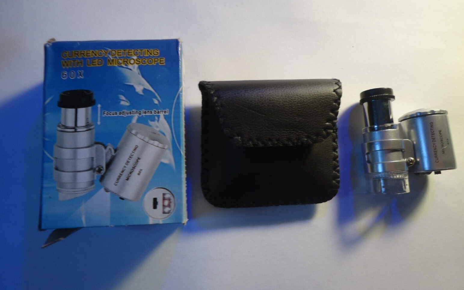 1- 60x microscope blue light white light with cases pocket size #lot.
