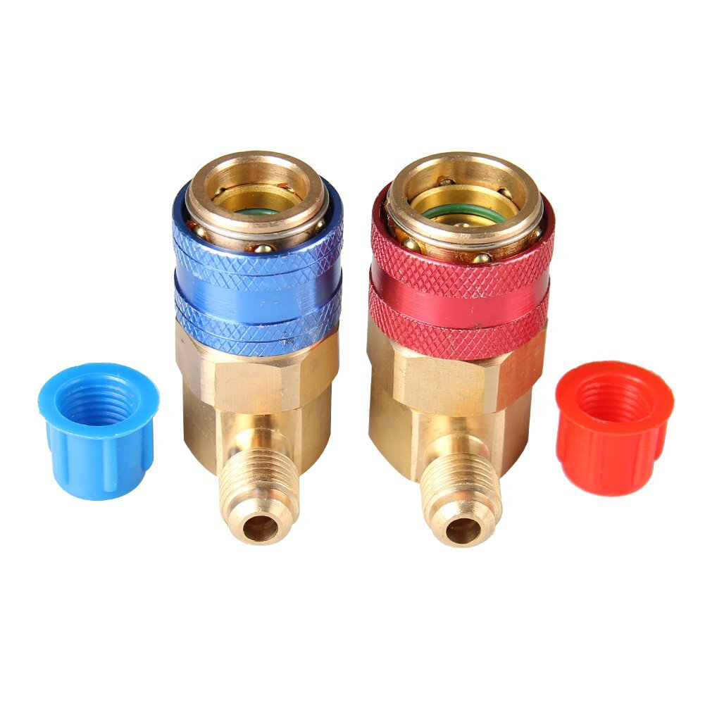 Brass Low High Quick Connector Adapter ACME Coupler Auto AC Manifold Gauge HVAC