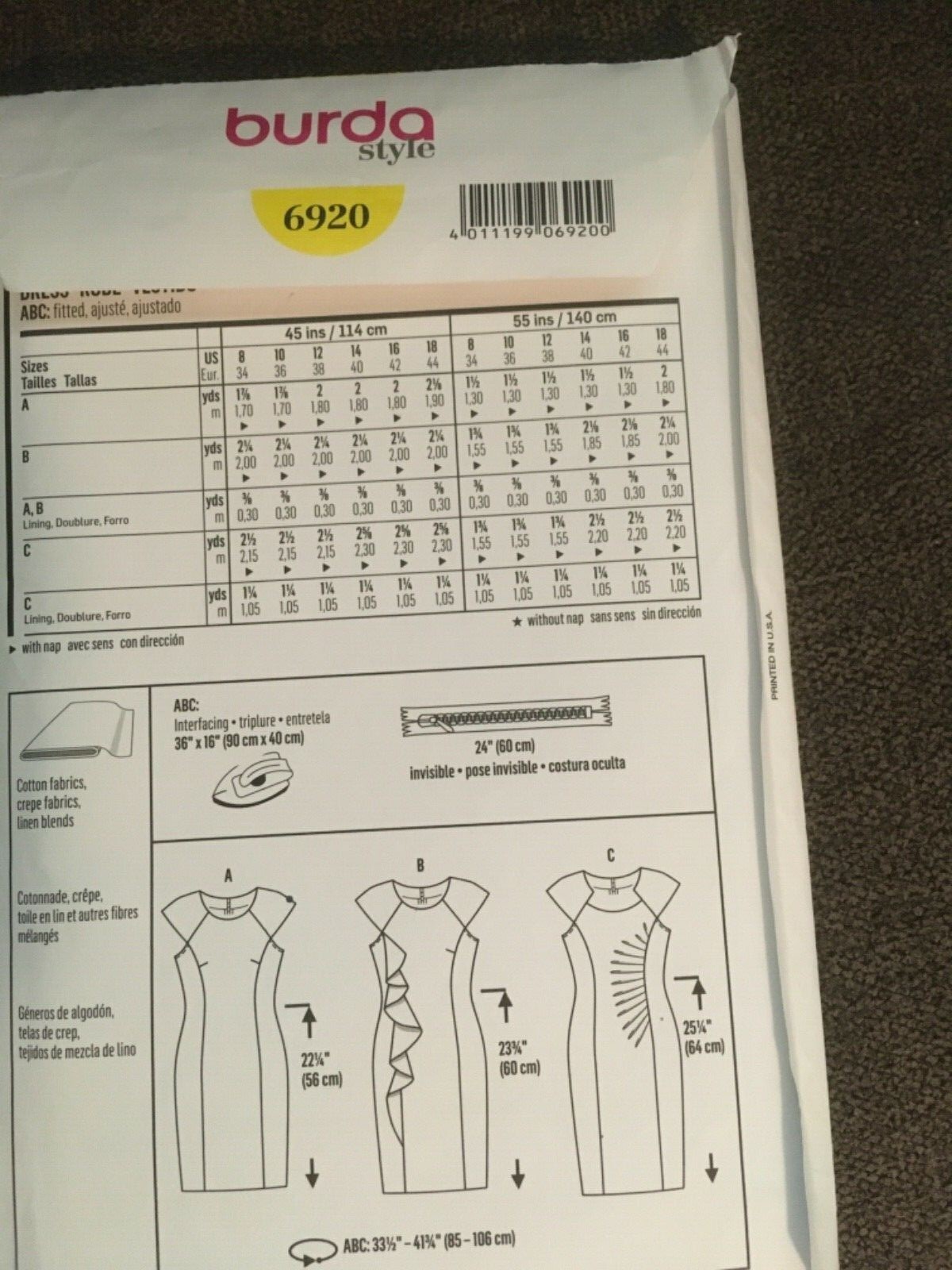 Burda 6920 Business/casual dress sewing pattern
