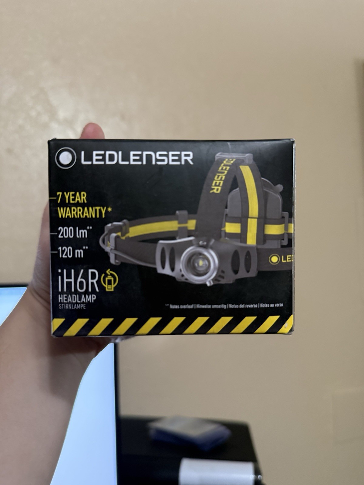 LEDLENSER iH6R Industrial Rechargeable LED Headlamp, 200 Lumens, Black & Yellow