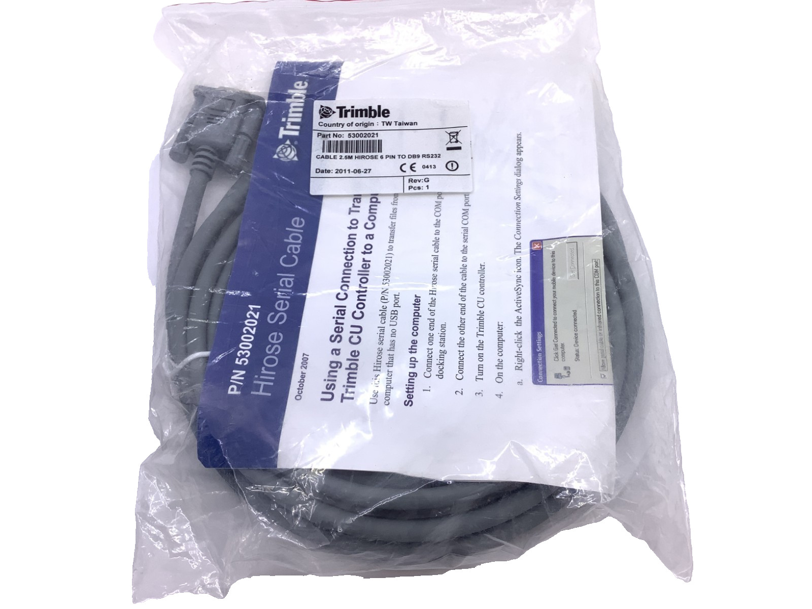 Trimble 53002021 Cable 2.5m Hirose 6 Pin To DB9 RS232 Survey Surveyor cable