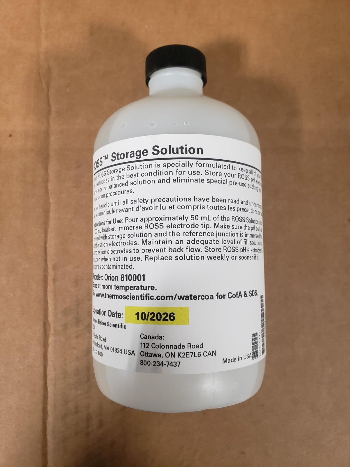 Thermo Scientific Orion 810001 Ross Storage Solution Content: 475mL 1 pint