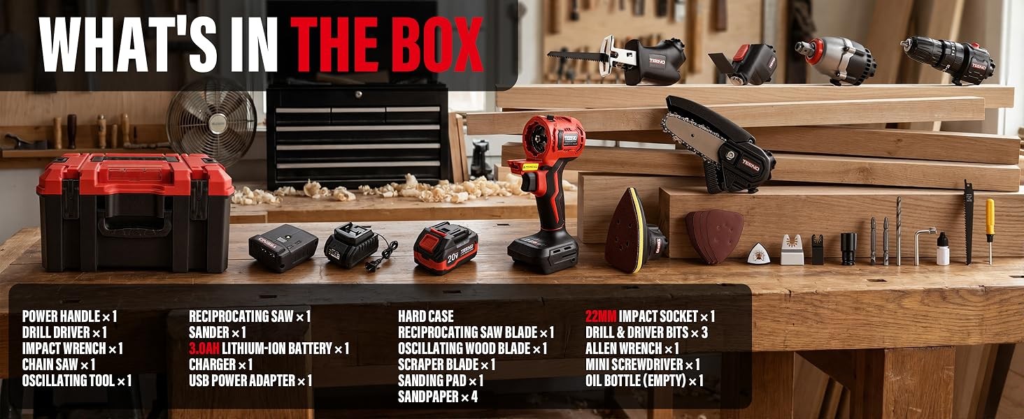 Brushless Power Tool Combo Kit, 6-in-1 Cordless Interchangeable Multi-Tool Set