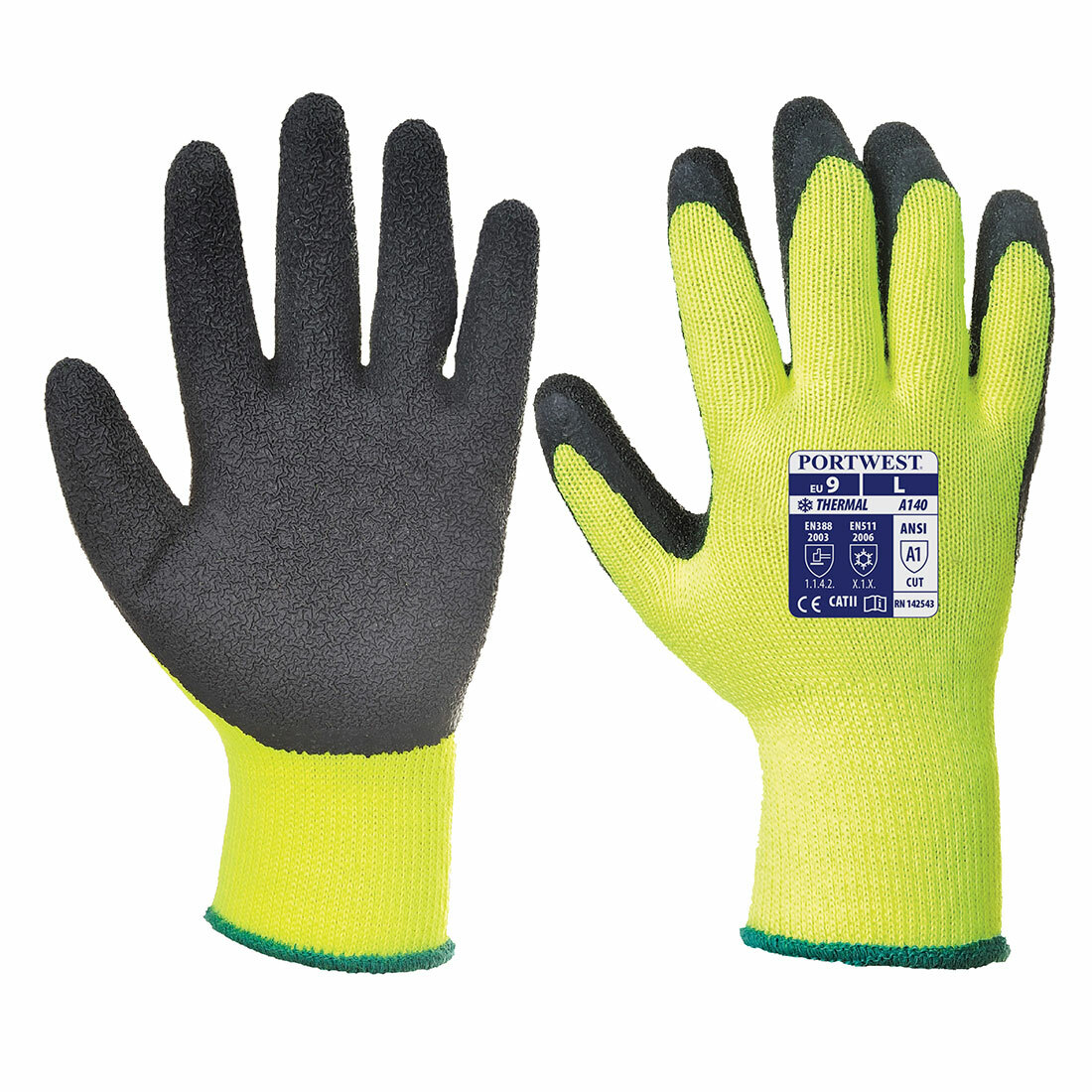 Portwest A140 Thermal Outdoor Cold Protection Gloves Crinkle Latex Grip ANSI