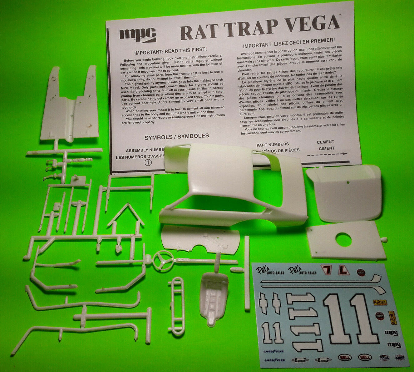 1974 Rat Trap Chevy Vega Modified Race Car 1/25 AMT Body Roll Cage Seat Decal