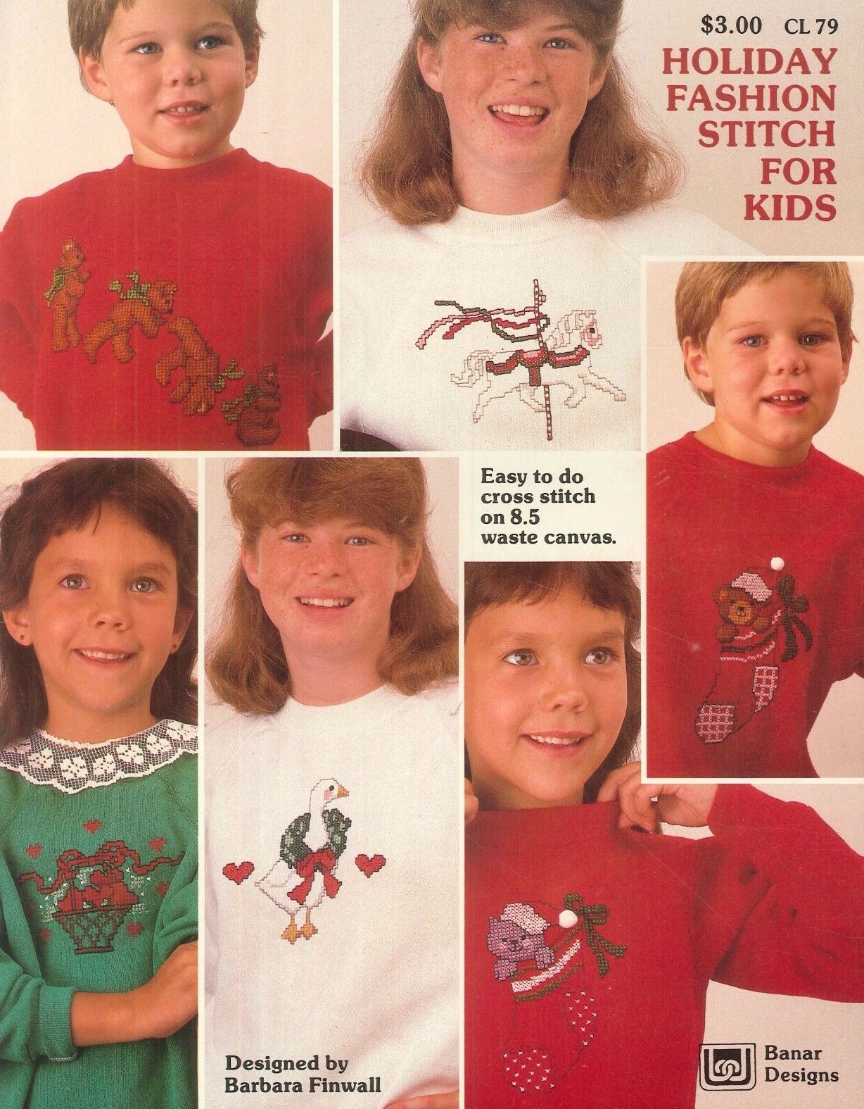 Holiday Fashion For Kids Waste Canvas Cross Stitch 1987 Finwall Goose Teddy
