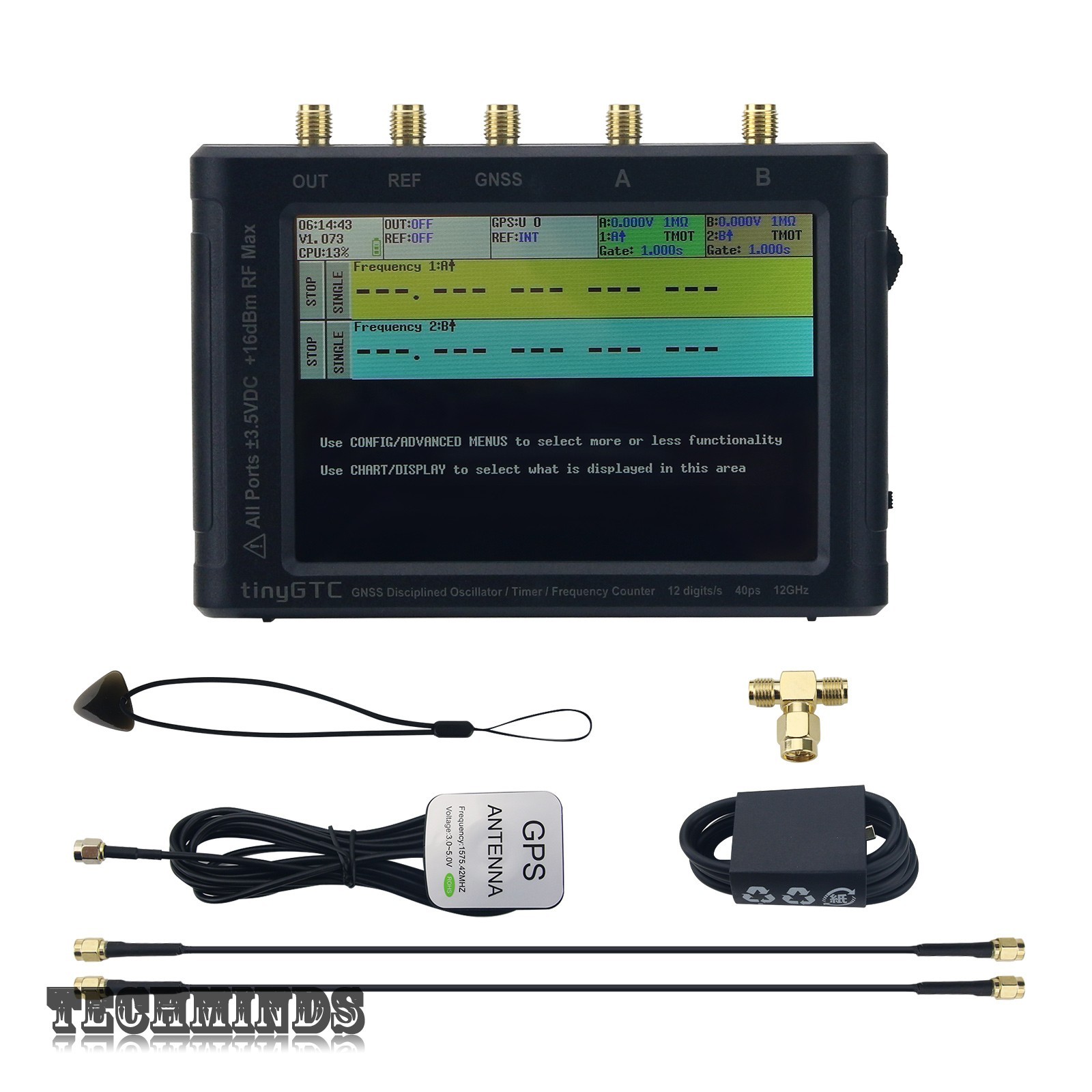 TINYGTC ZC412 0.1Hz-12.8G 12Bit Frequency Counter w/GNSS Disciplined Oscillator