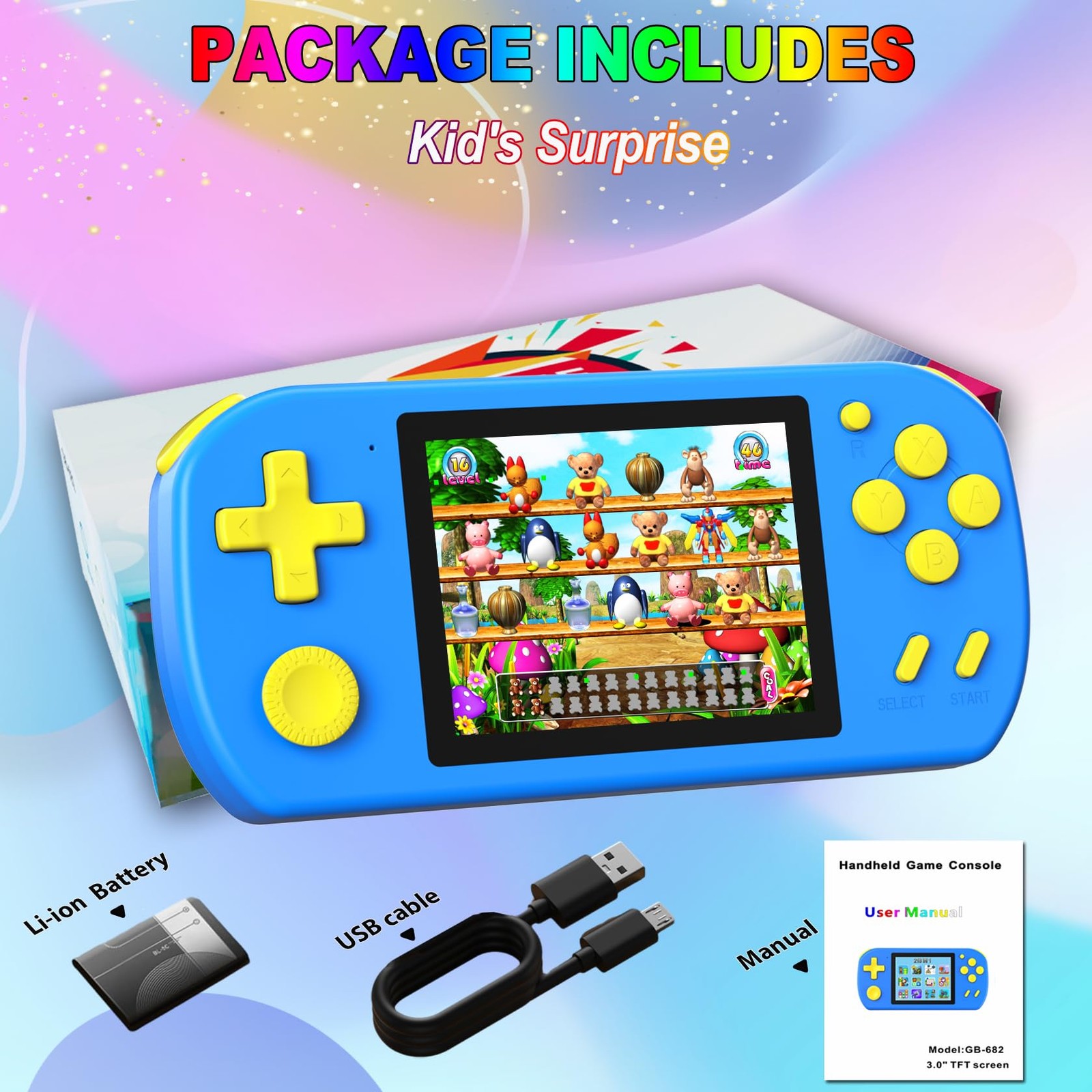 CCTU Handheld Games for Kids Preloaded 218 2.95 x 5.9 x 0.78 inches, Blue
