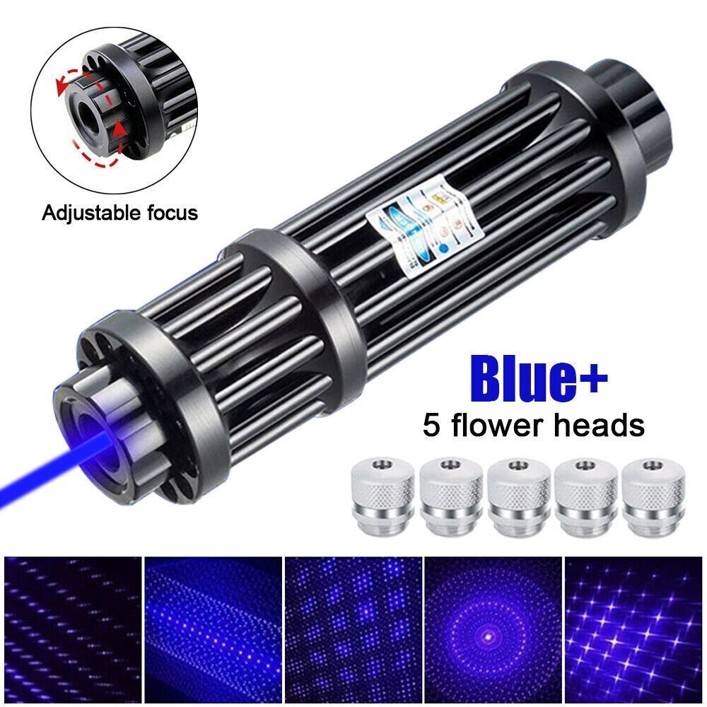 Adjustable High Power Blue Laser Burning Light Pointer Visible Dot Torch Light