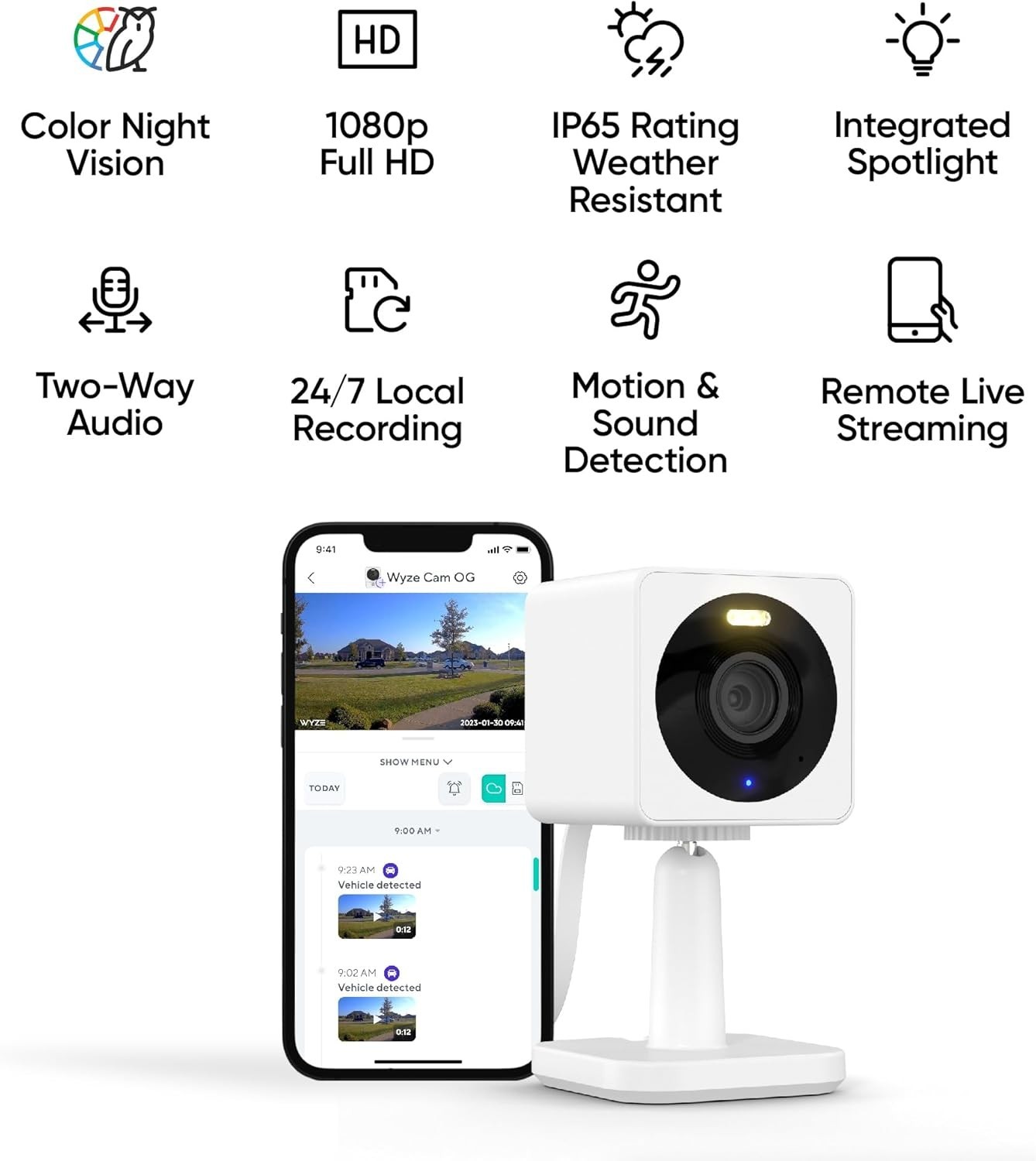 Cam OG Indoor/Outdoor 1080p Wi-Fi Smart Home Security Camera with Color Night...
