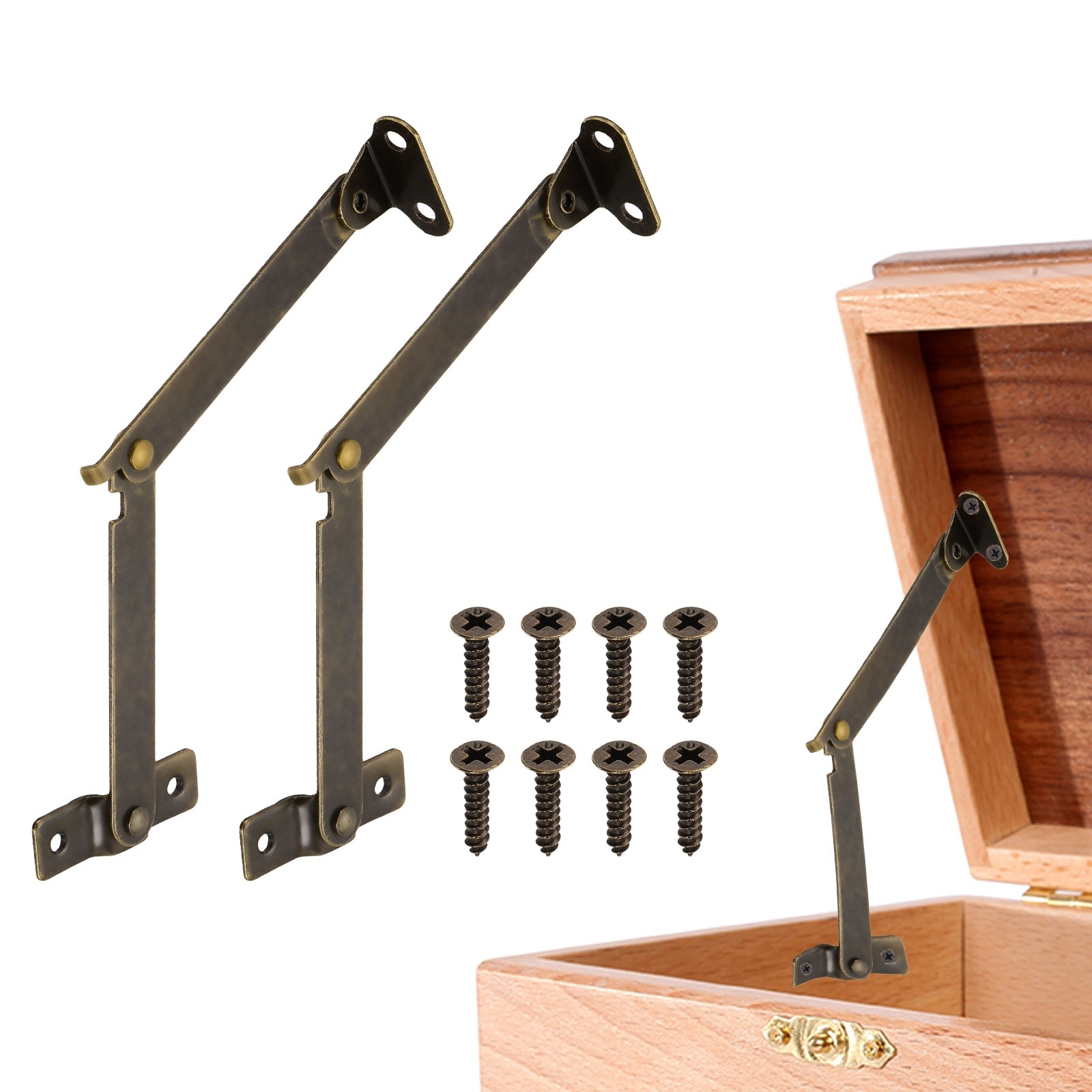 2Pcs Folding Lid Support Hinges, 3.5" 180 Degree Rotatable Hinge, Bronze Tone