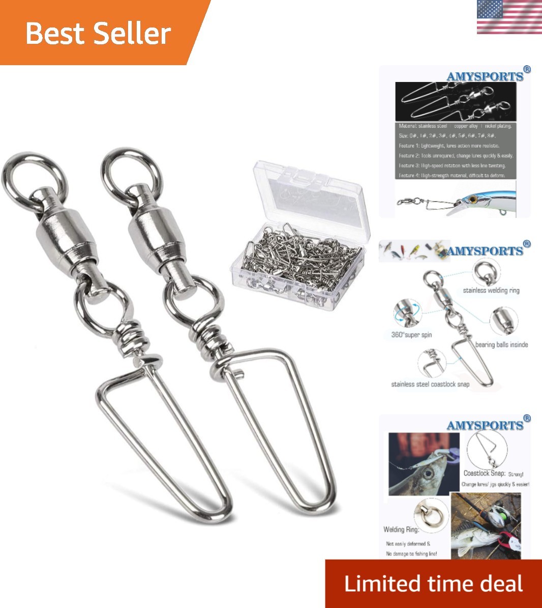 Versatile 25 Count High Strength Snap Swivels for Saltwater & Freshwater Fishing