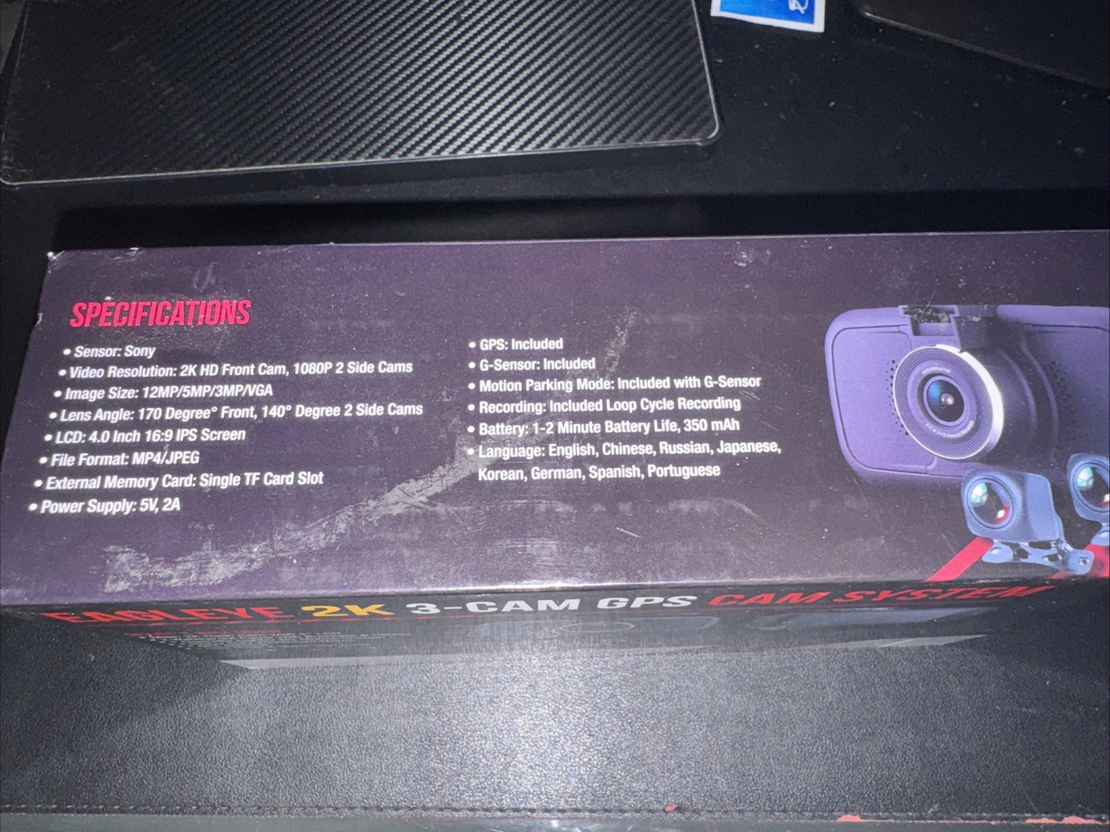 FalconEye Electronics EagleEye 2nd Gen Dashcam 2K Triple Camera