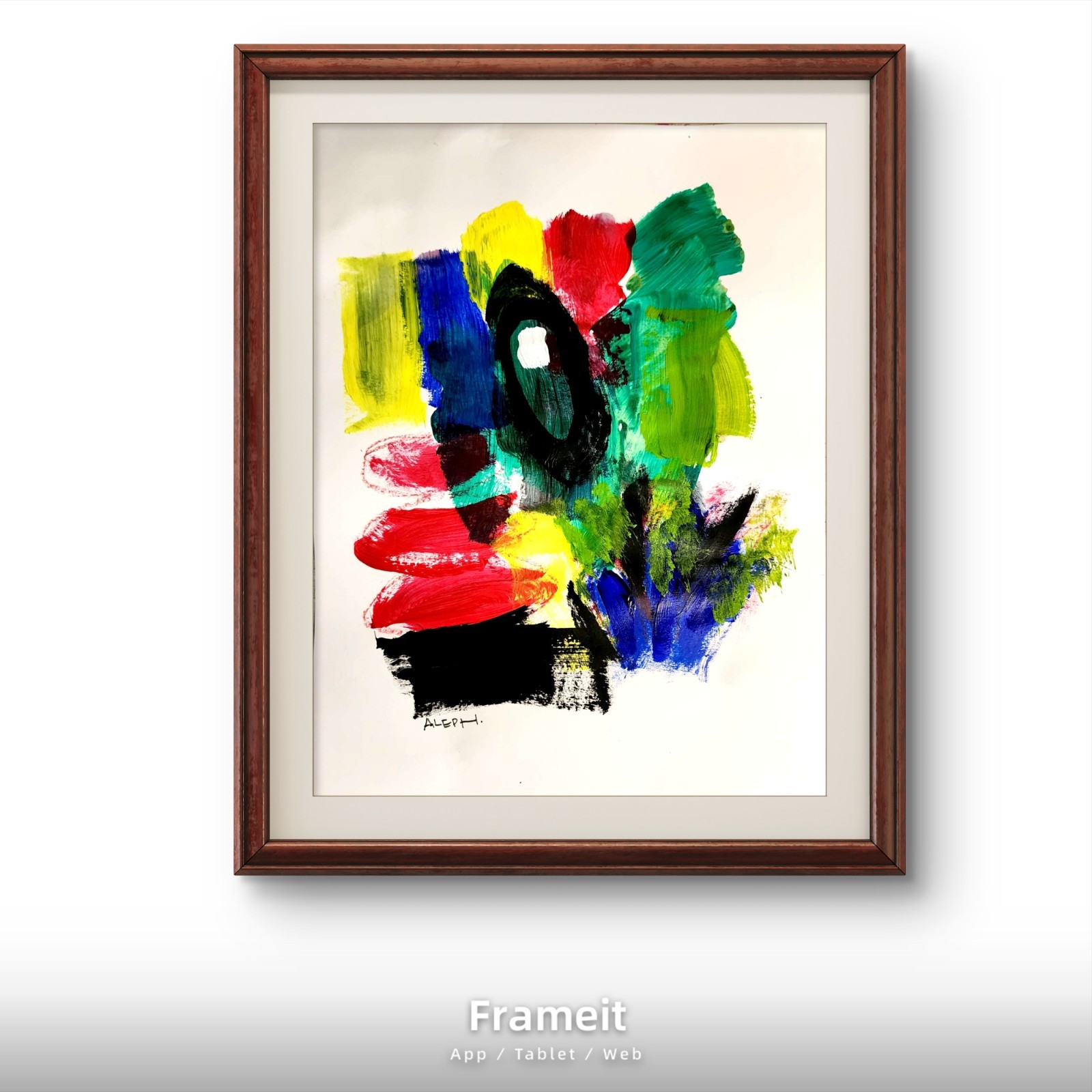 Aleph Original Art 14x11 Abstract Expressionist Painting Gallery Paper