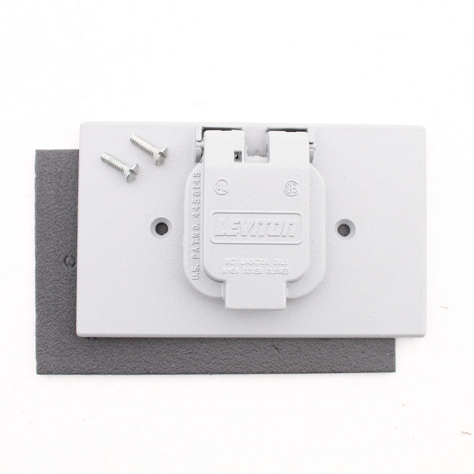Leviton 4925-2 Gray Weather Resistant Outdoor Receptacle Outlet Wall Plate Cover