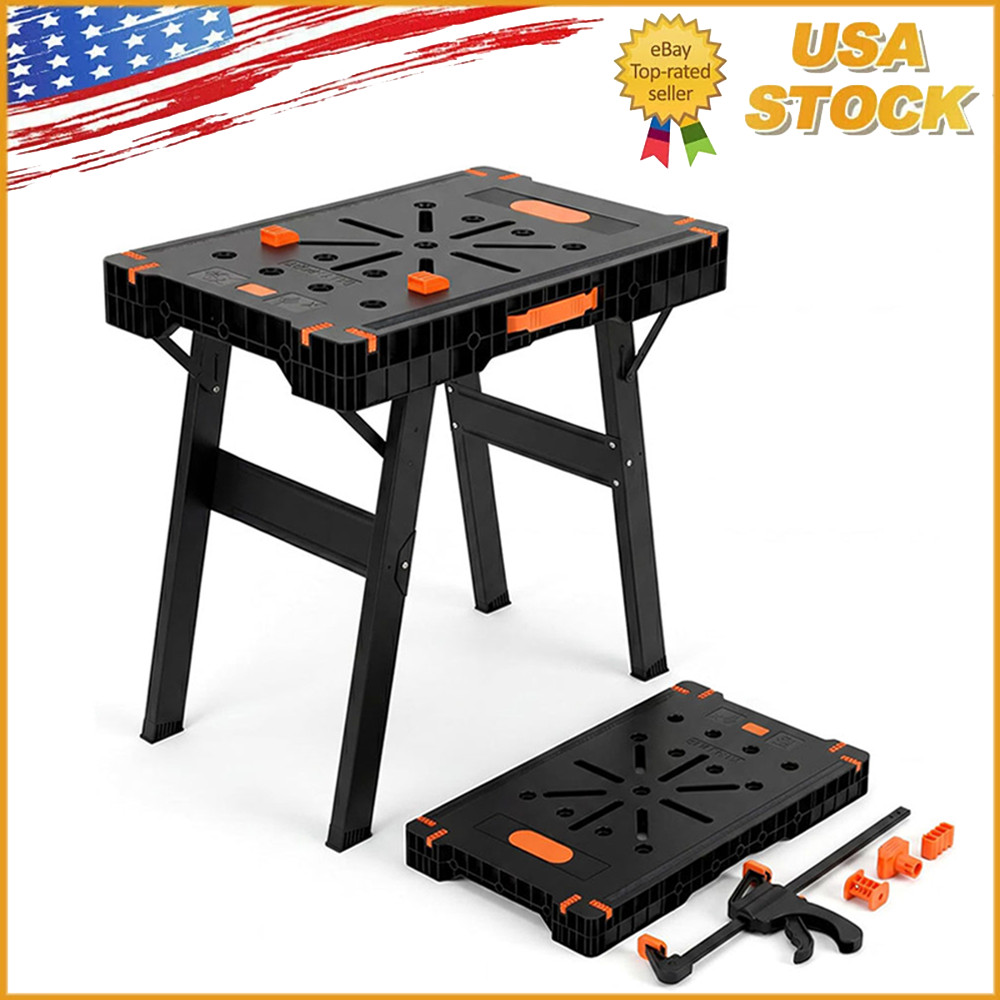 2-in-1 Folding Work Table & Sawhorse, Portable Workbench with 300 Lbs Capacity