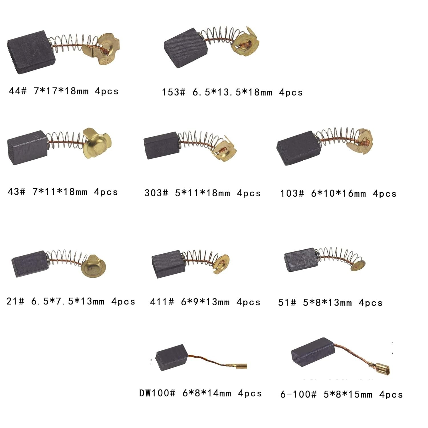 Quality 40Pcs Carbon Brushes - 10 Sizes for Reliable Power Tool Maintenance