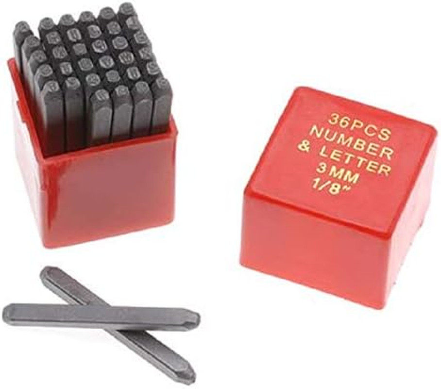 36Pc 1/8" 3MM Letter & Number Stamp Punch Set Hardened Steel, Metal Wood Leather