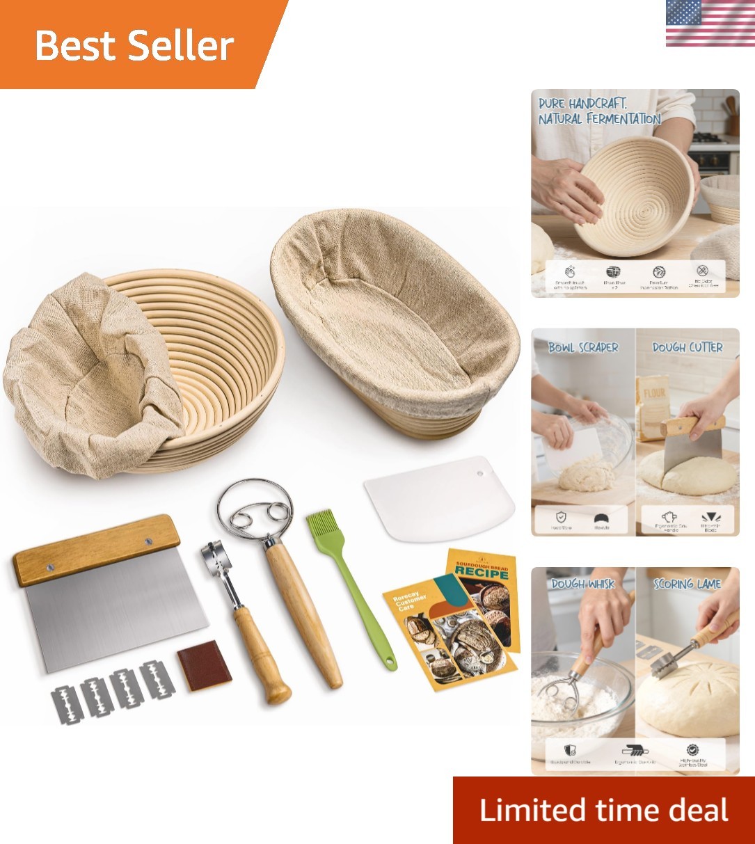 Professional Sourdough Starter Kit with Washable Linen & Essential Tools