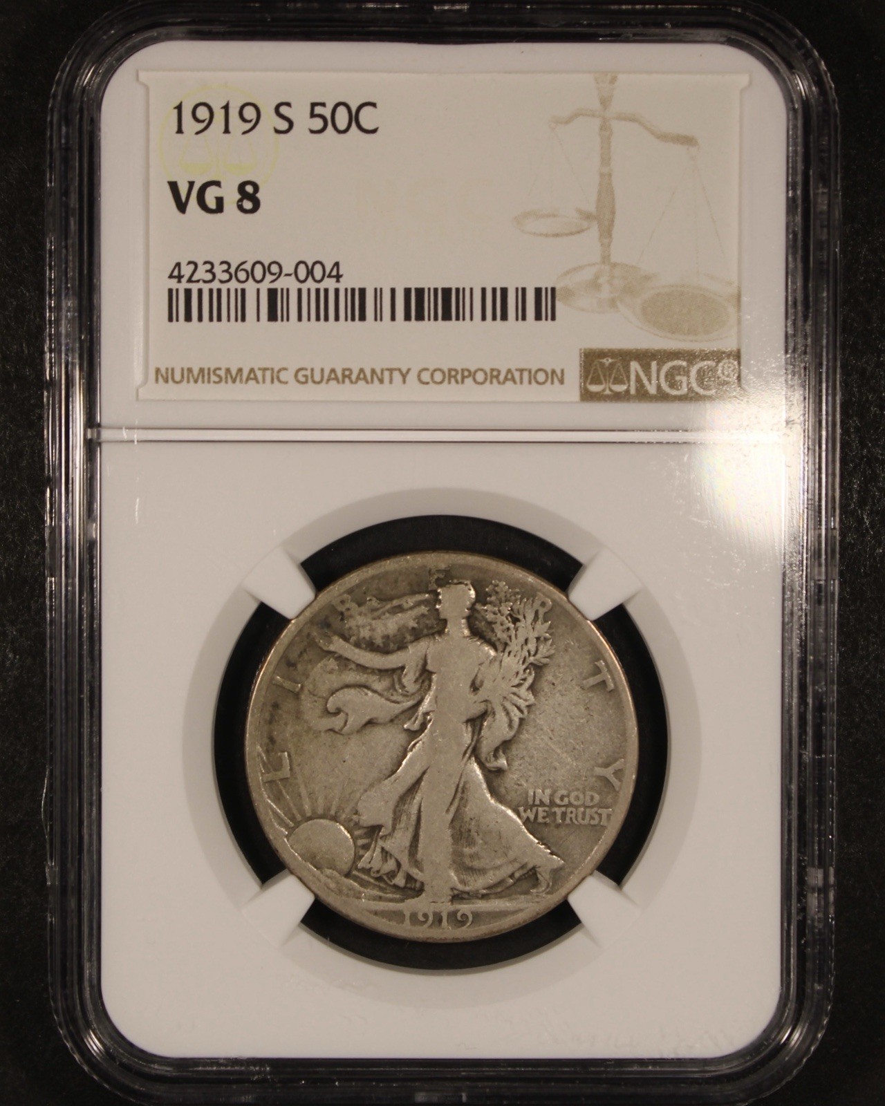 1919-S Walking Liberty Half Dollar - 50c NGC VG08 - Nice Surfaces!