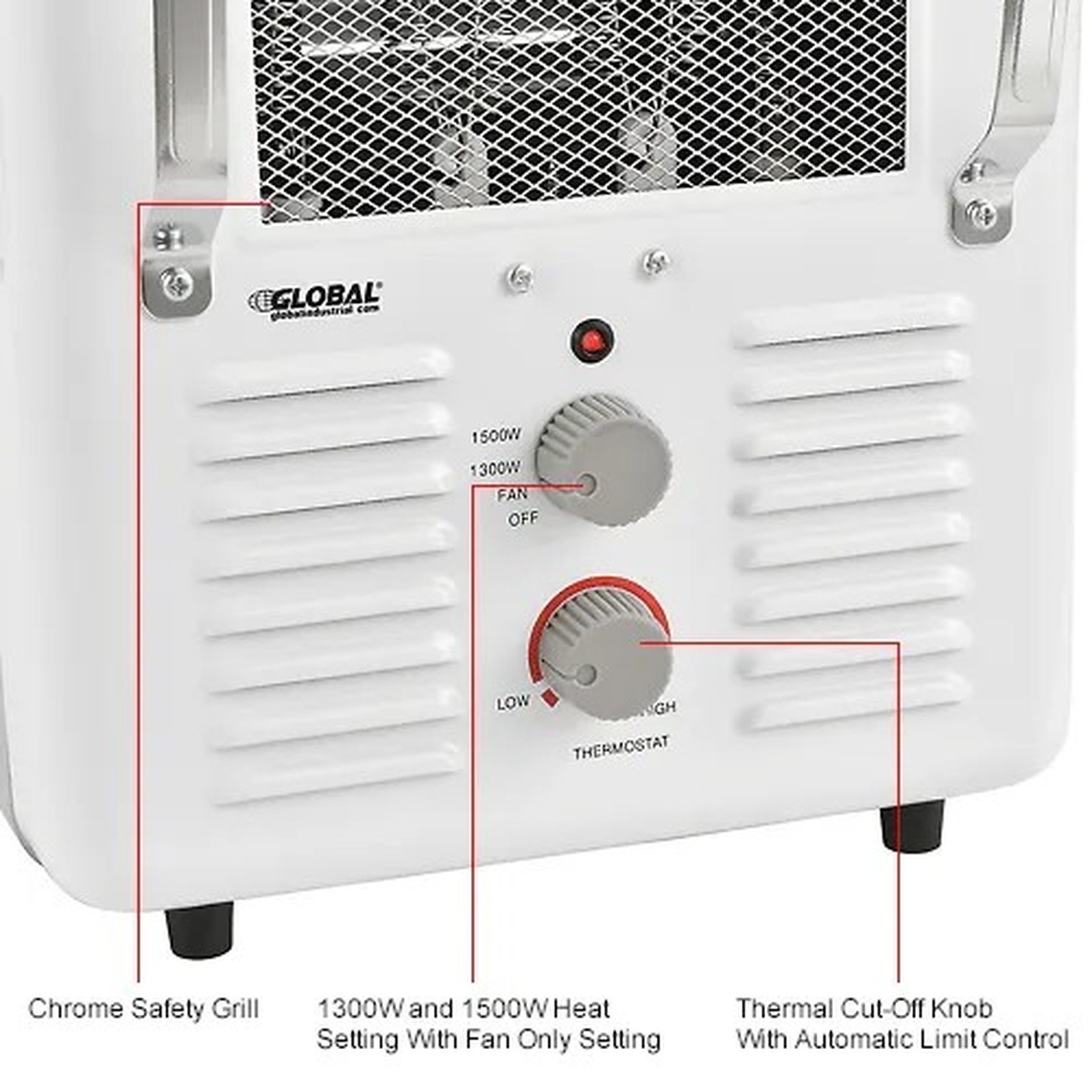 Global Industrial? Portable Milkhouse Style Electric Heater, 120V, 1500W