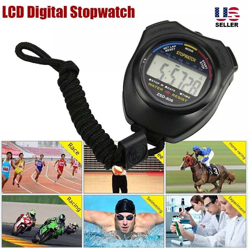Digital Professional Handheld LCD Chronograph Sports Stopwatch Timer Stop Watch