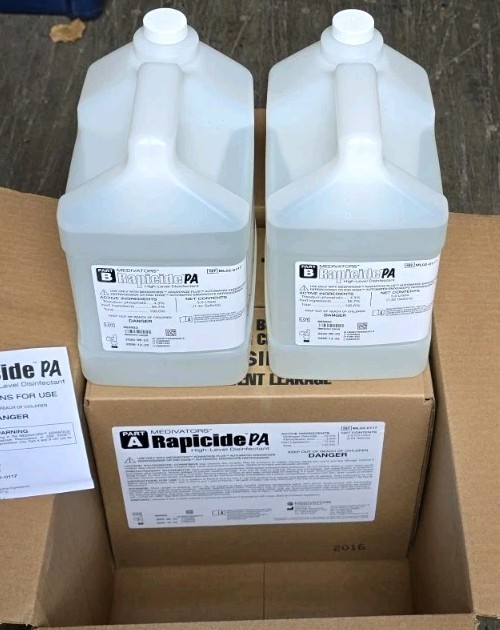 Case of Rapicide PA High-Level Disinfectant. Two 5L of Part A & Two 5L Of Part B