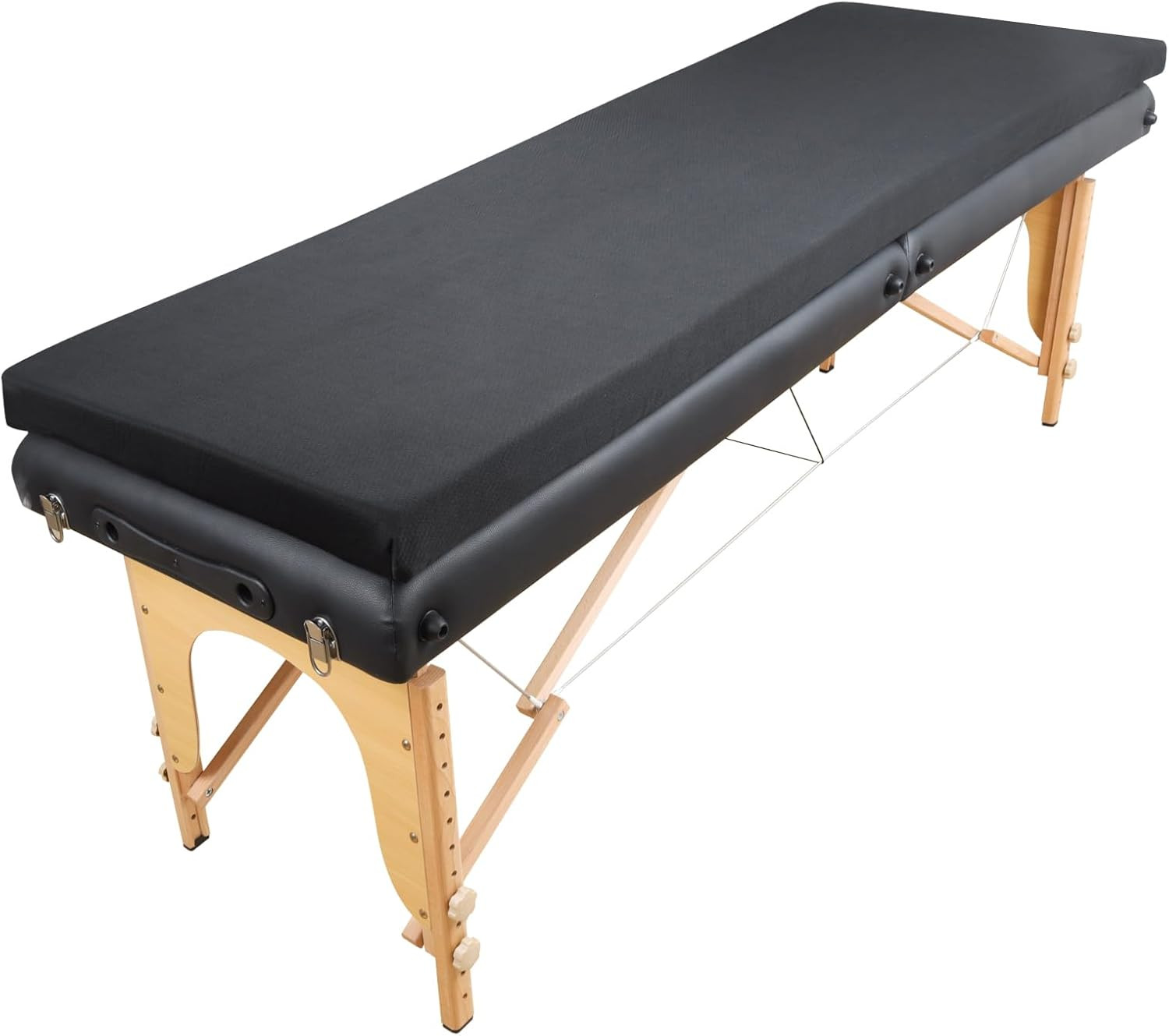 Lash Bed Foam Topper for Massage Bed, 73X24X2 Inch Black Memory Foam Removable C
