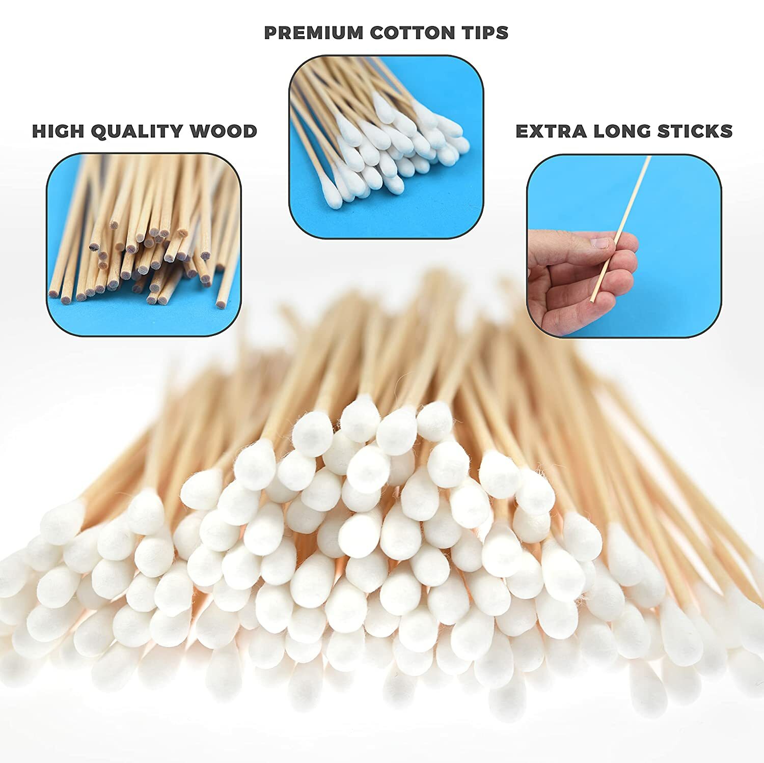Long Cotton Swabs Tip Applicators 400pcs by Alpree