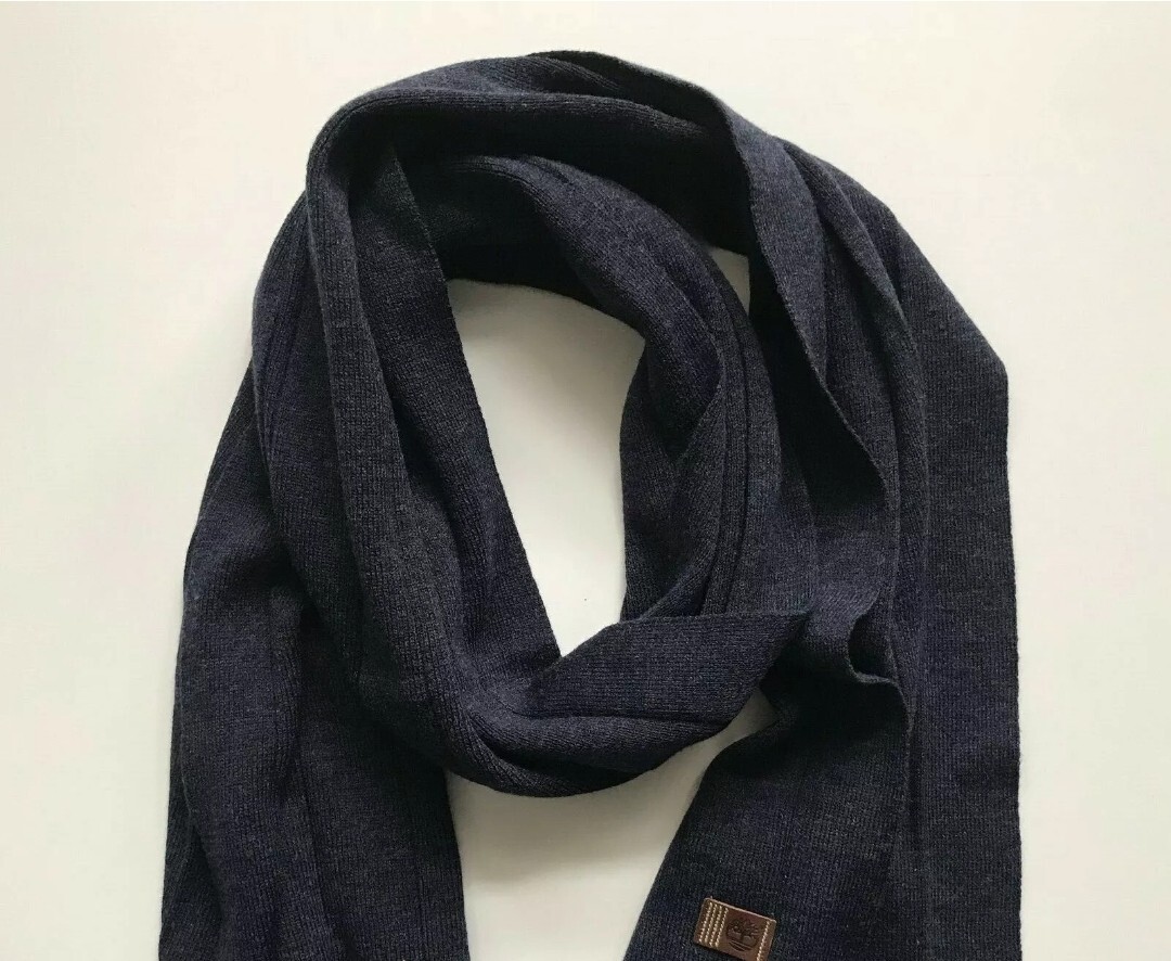 Timberland Heathered Ribbed Muffler- Navy Blue- One Size- NEW WITH TAGS
