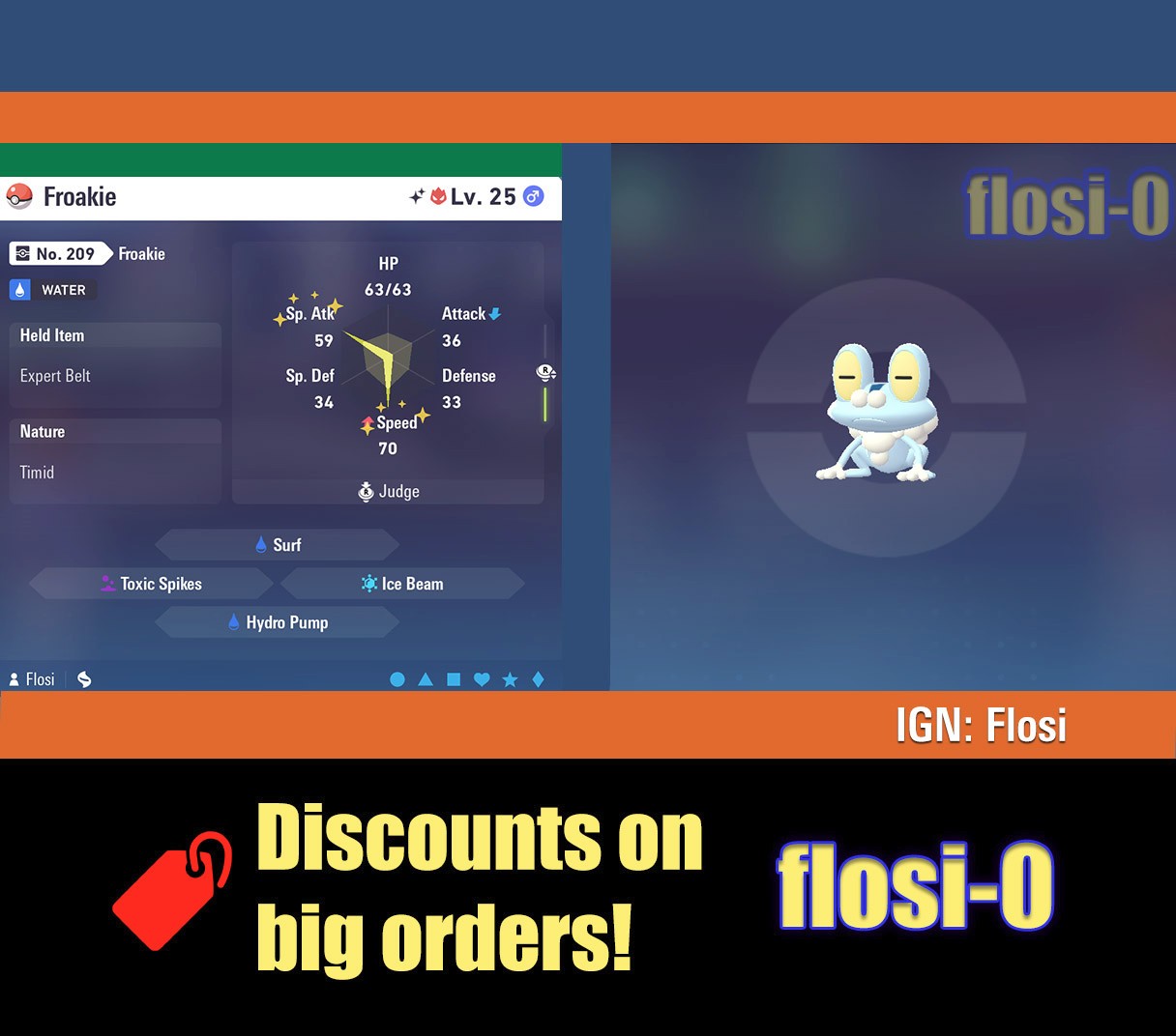 6IV Shiny Froakie Pokemon Legends ZA (Legends Z-A)