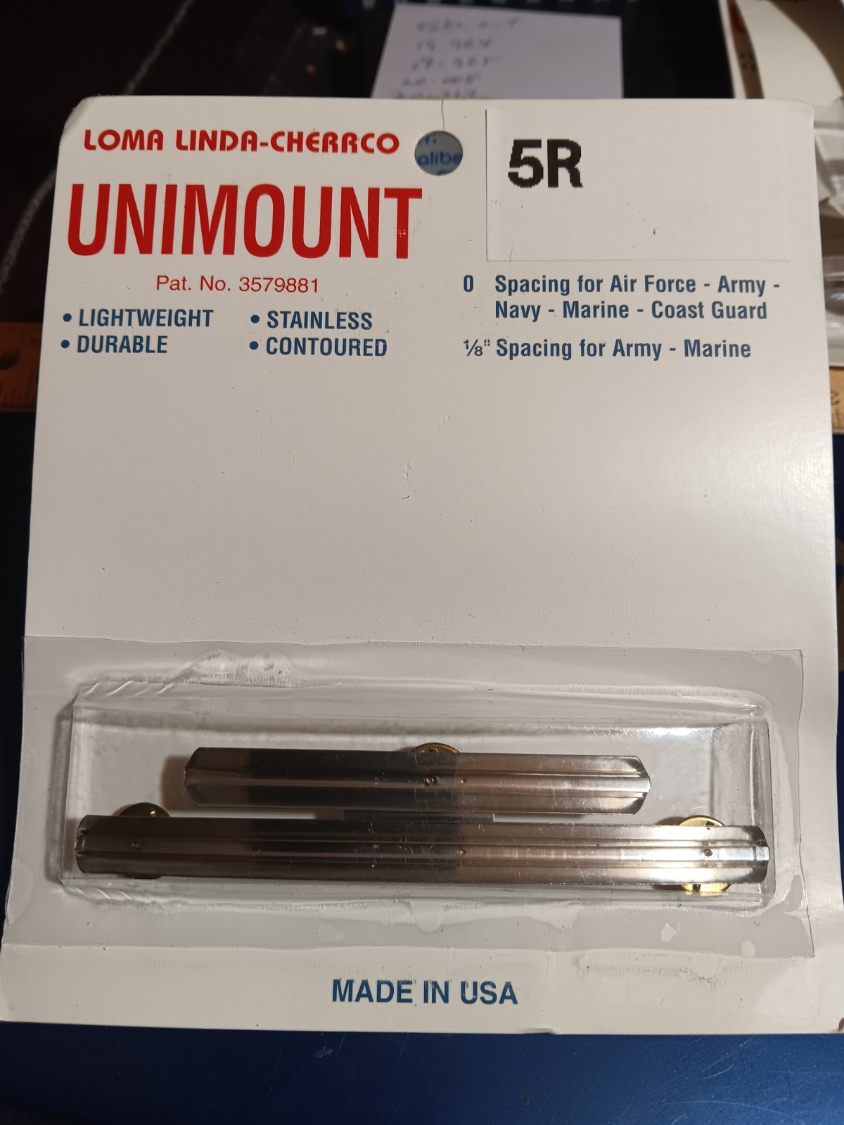 Unimount  U.S RIBBON MOUNTING BAR: 5 RIBBONS - METAL 5R  (26-188)